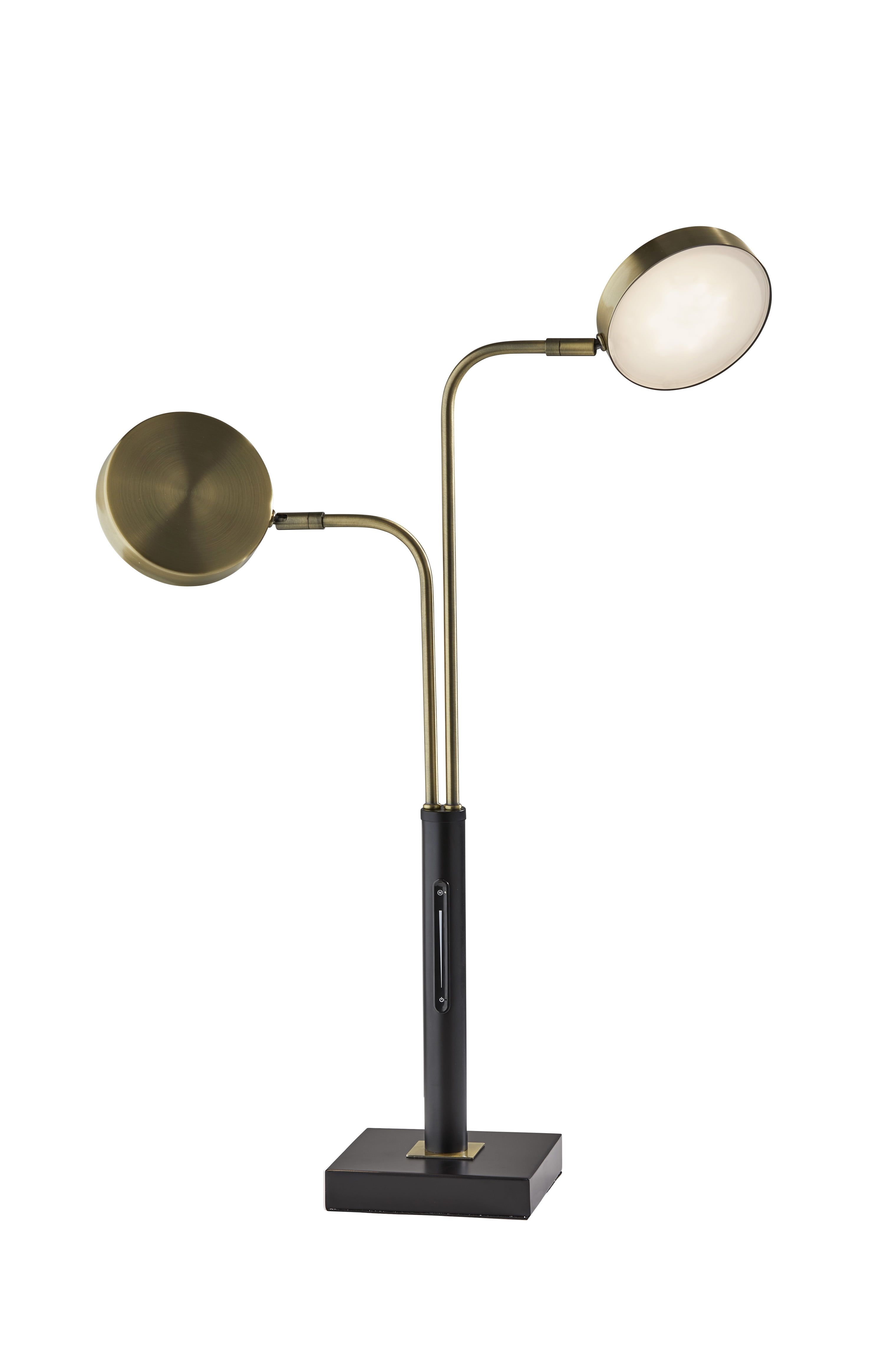 Rowan Matte Black and Brass LED Desk Lamp with Smart Switch