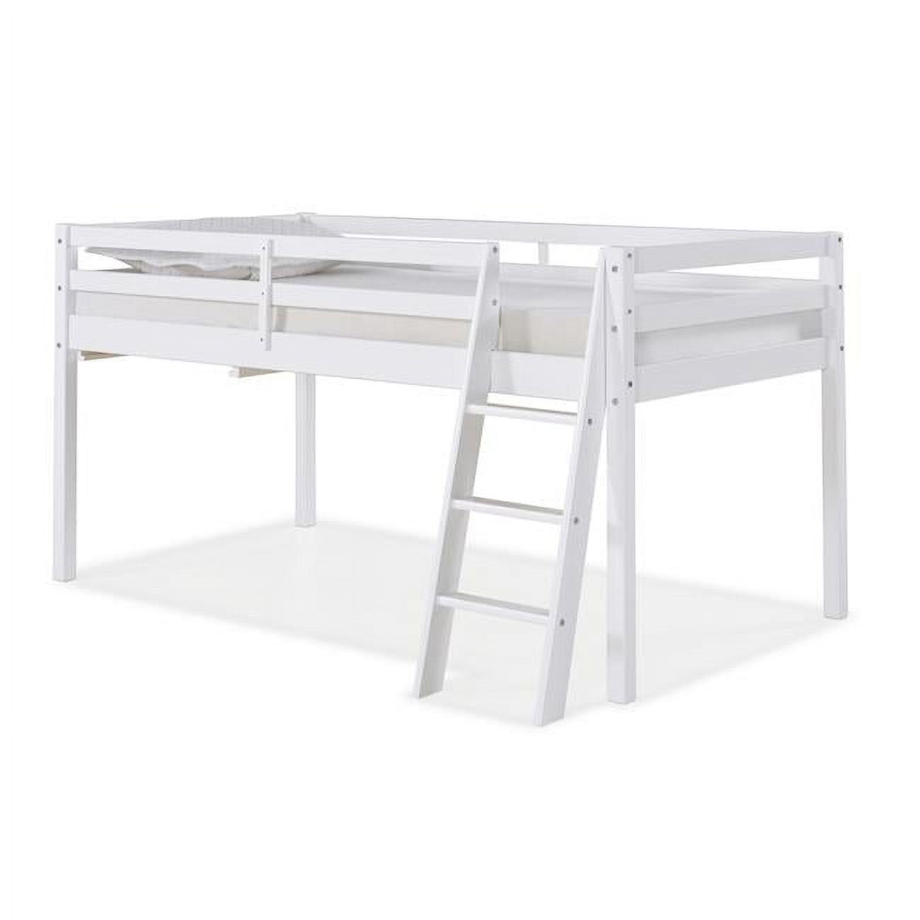 Roxy White Twin Pine Loft Bed with Storage and Ladder