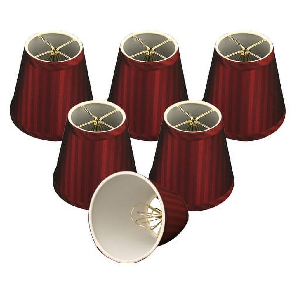 Burgundy Stripe Silk Empire Chandelier Shades, Set of 6