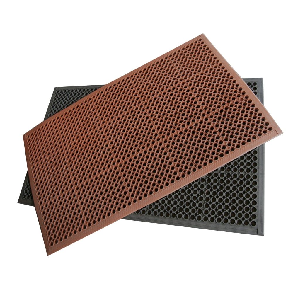 Red Non-Slip Rubber Kitchen Mat with Drainage Holes