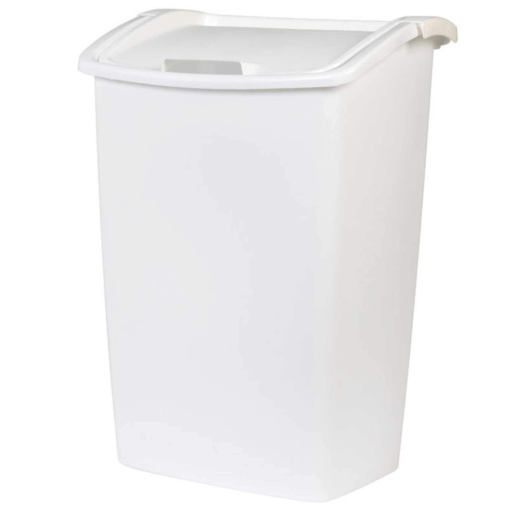 White Plastic Kitchen Wastebasket with Swing Lid