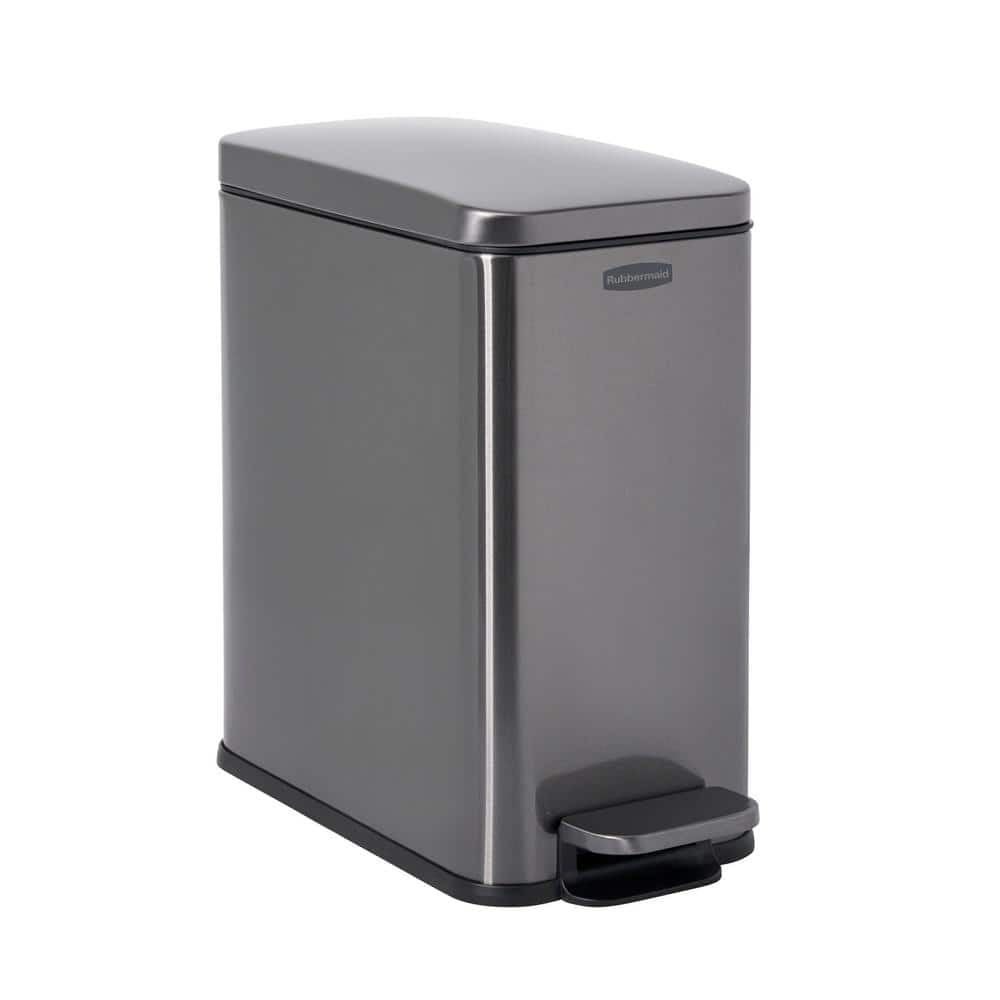 2.6 Gallon Silver Stainless Steel Rectangular Step-On Trash Can