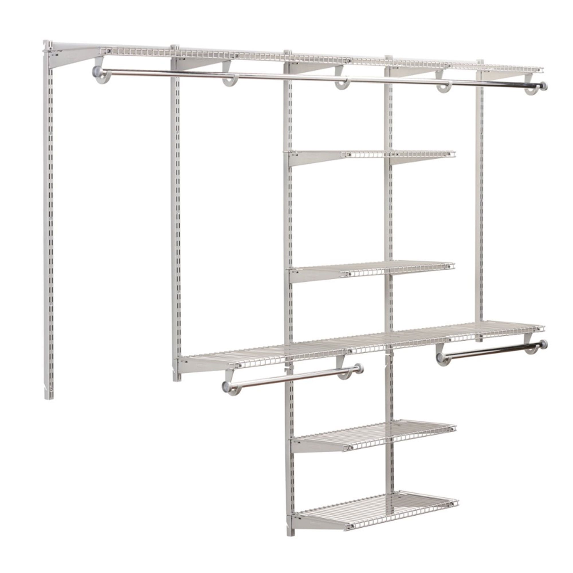 Rubbermaid Silver Adjustable Closet Shelving Kit with Hang Rod