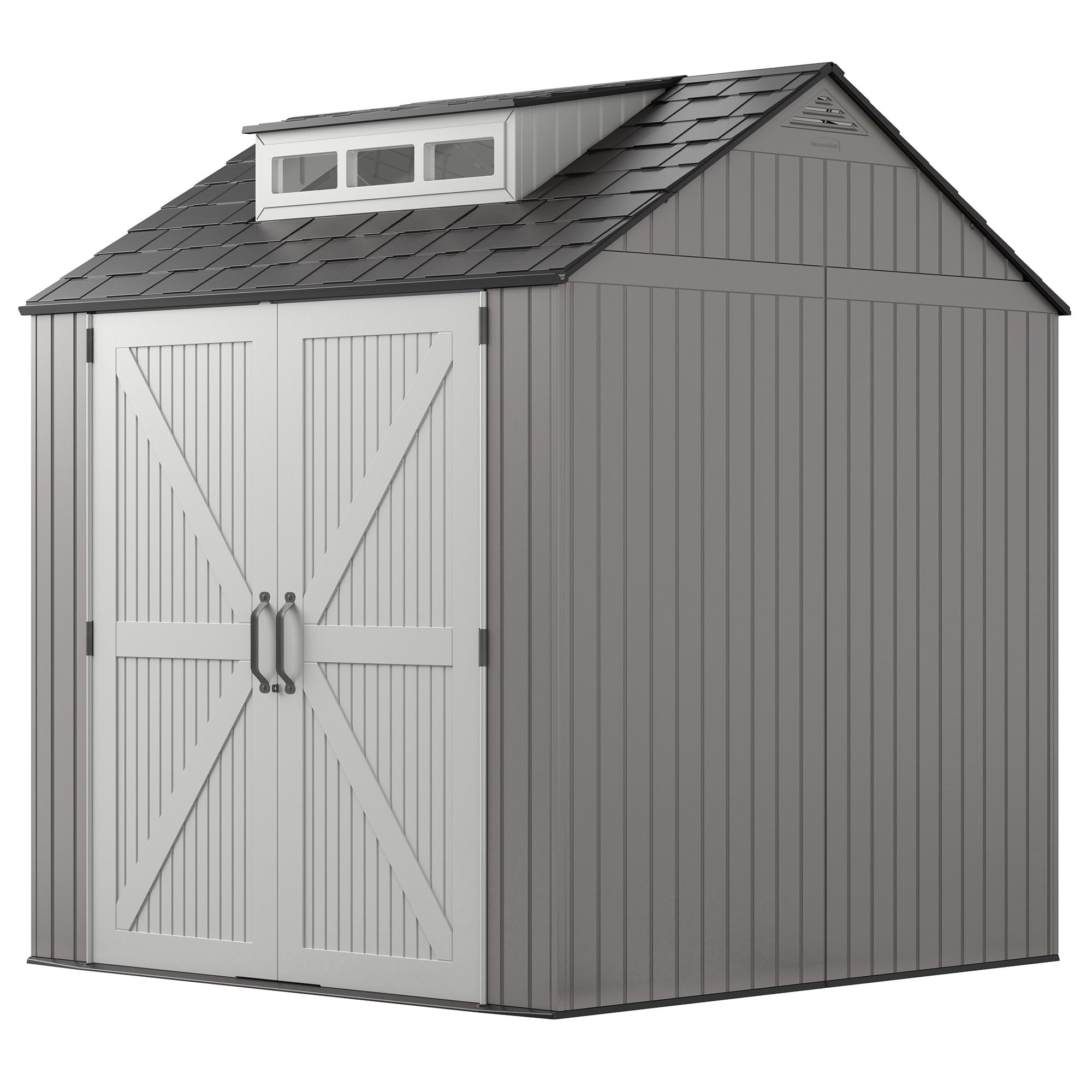 Gray 7 x 7 Foot Resin Outdoor Storage Shed with Windows