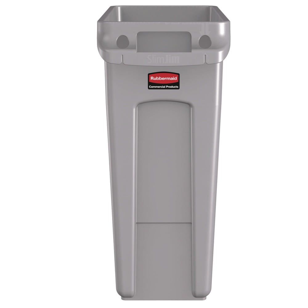 Gray Plastic Slim Jim Vented Recycling Container, 16 Gallon