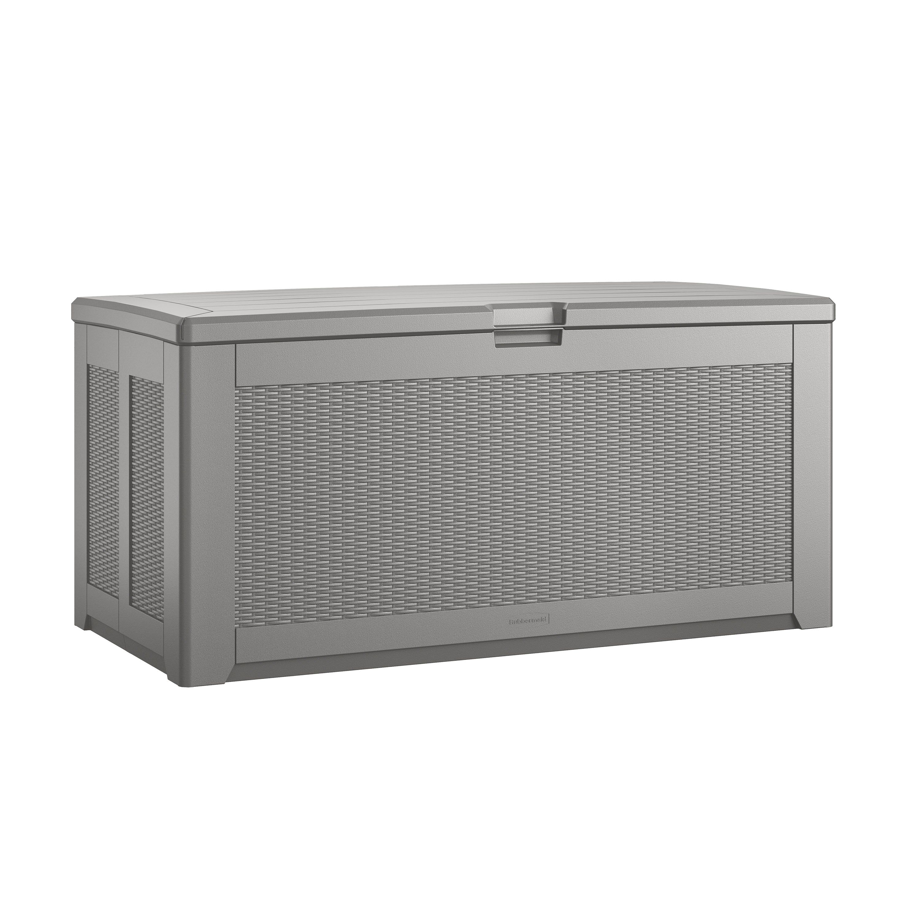 Extra Large Gray Lockable Wicker Plastic Deck Box