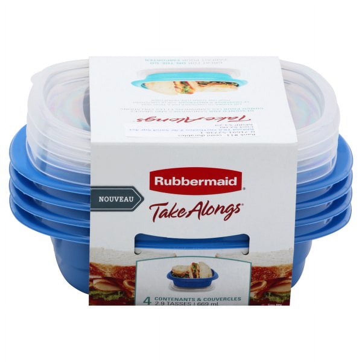 Rubbermaid Blue Plastic 2.9 Cup Meal Prep Containers Set