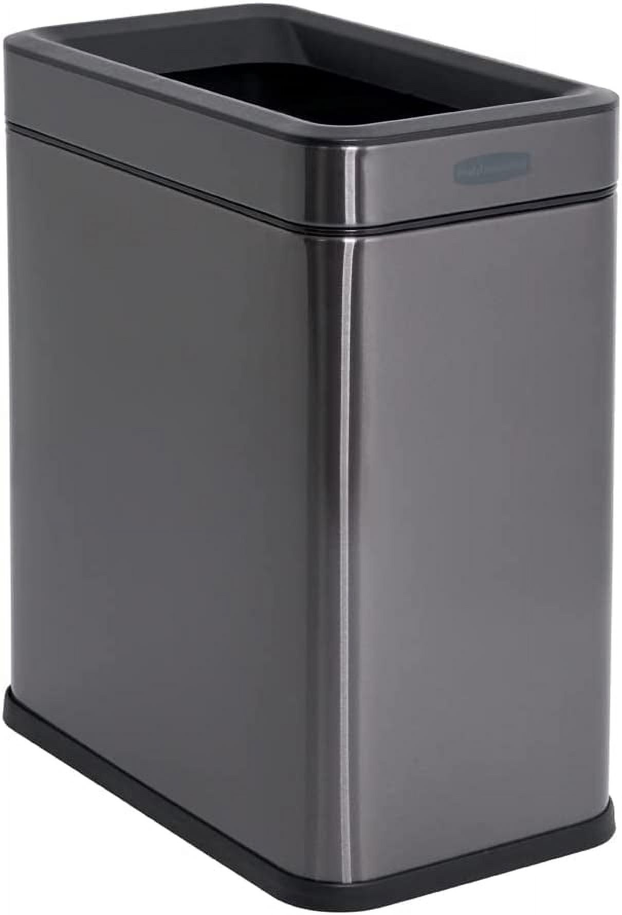 Charcoal Stainless Steel 2.6-Gallon Open Top Wastebasket