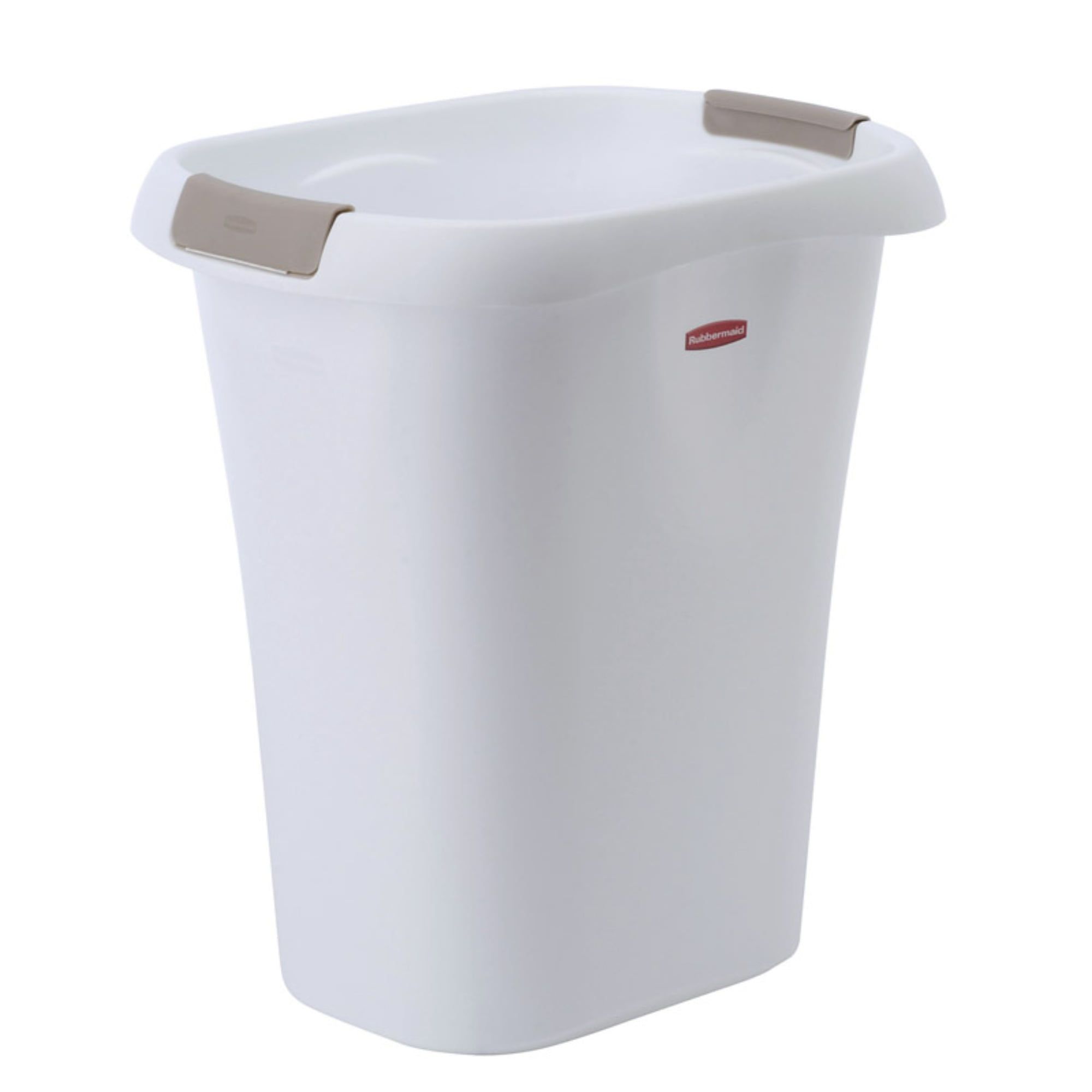 White Polypropylene Tapered Trash Can with Liner Lock