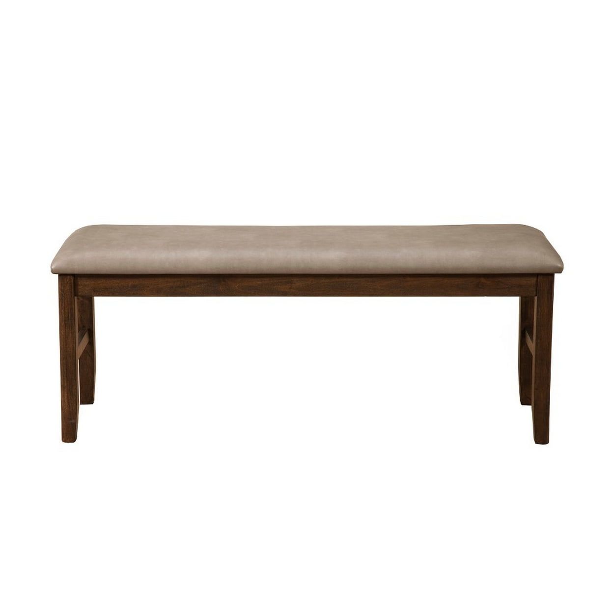 Gray Rubberwood Dining Bench with Padded Upholstery