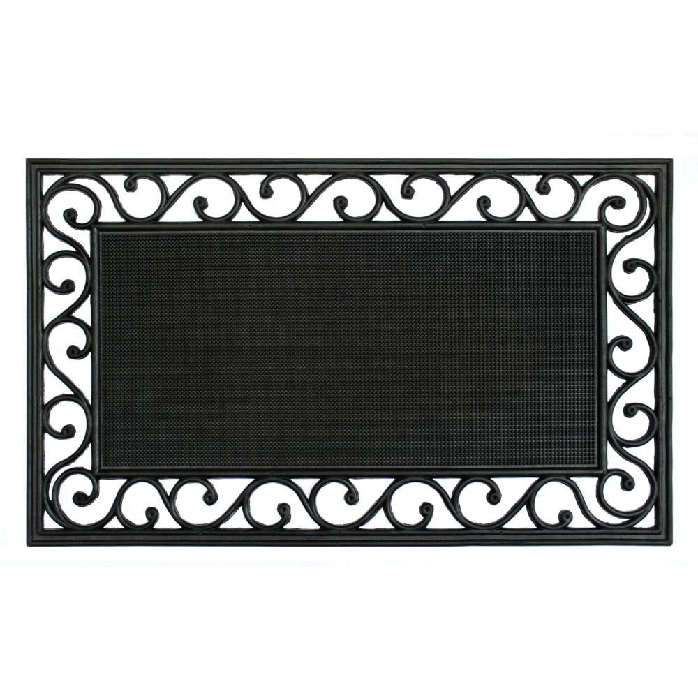 Black Rubber Trellis Edge Outdoor Doormat, 18" x 30"