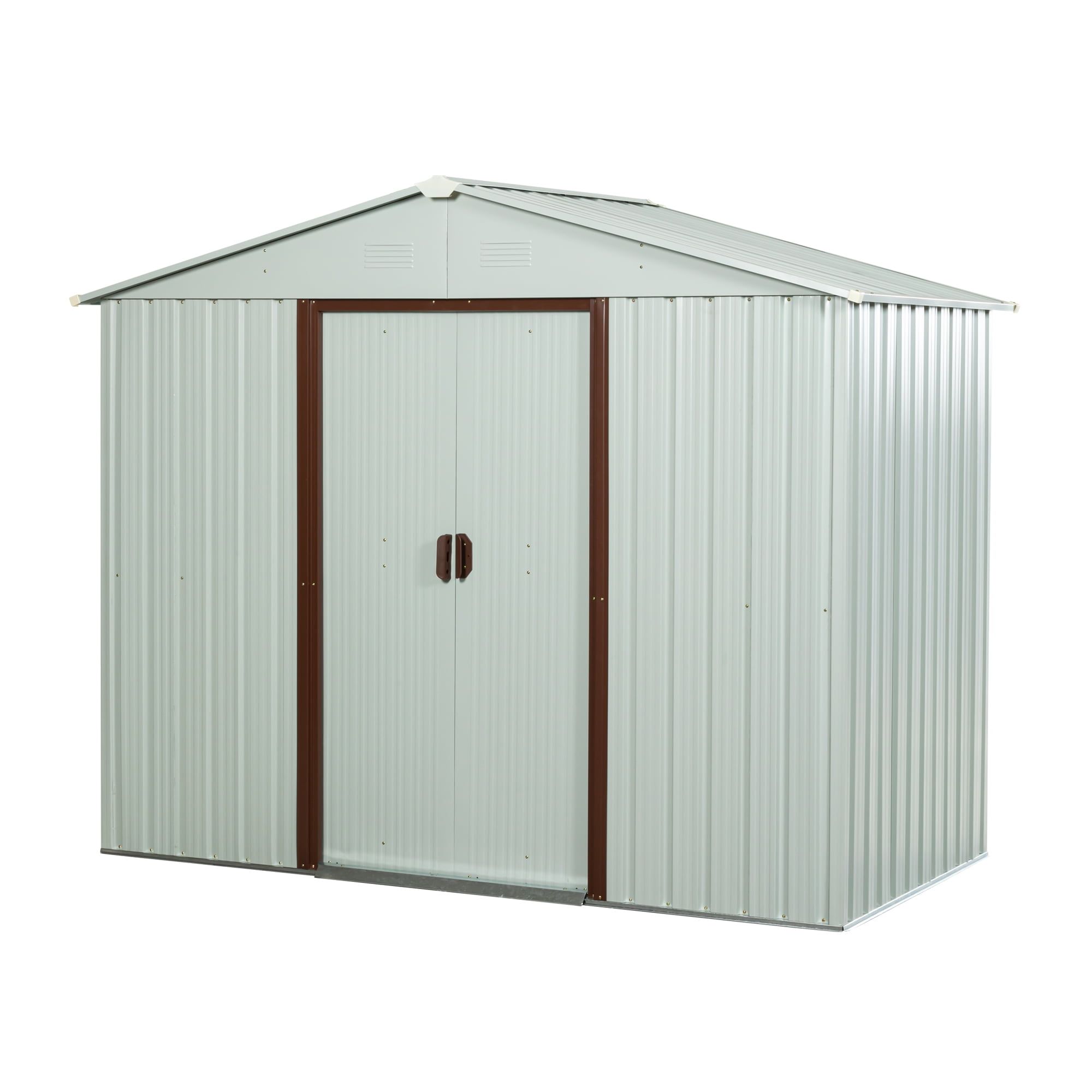 6 x 5ft White Metal Storage Shed with Sliding Doors