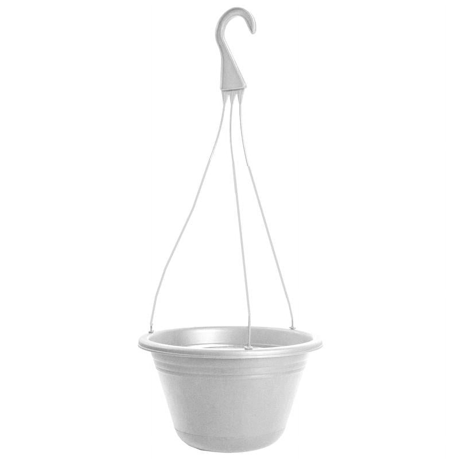 White 10-inch Polyresin Round Tapered Hanging Basket