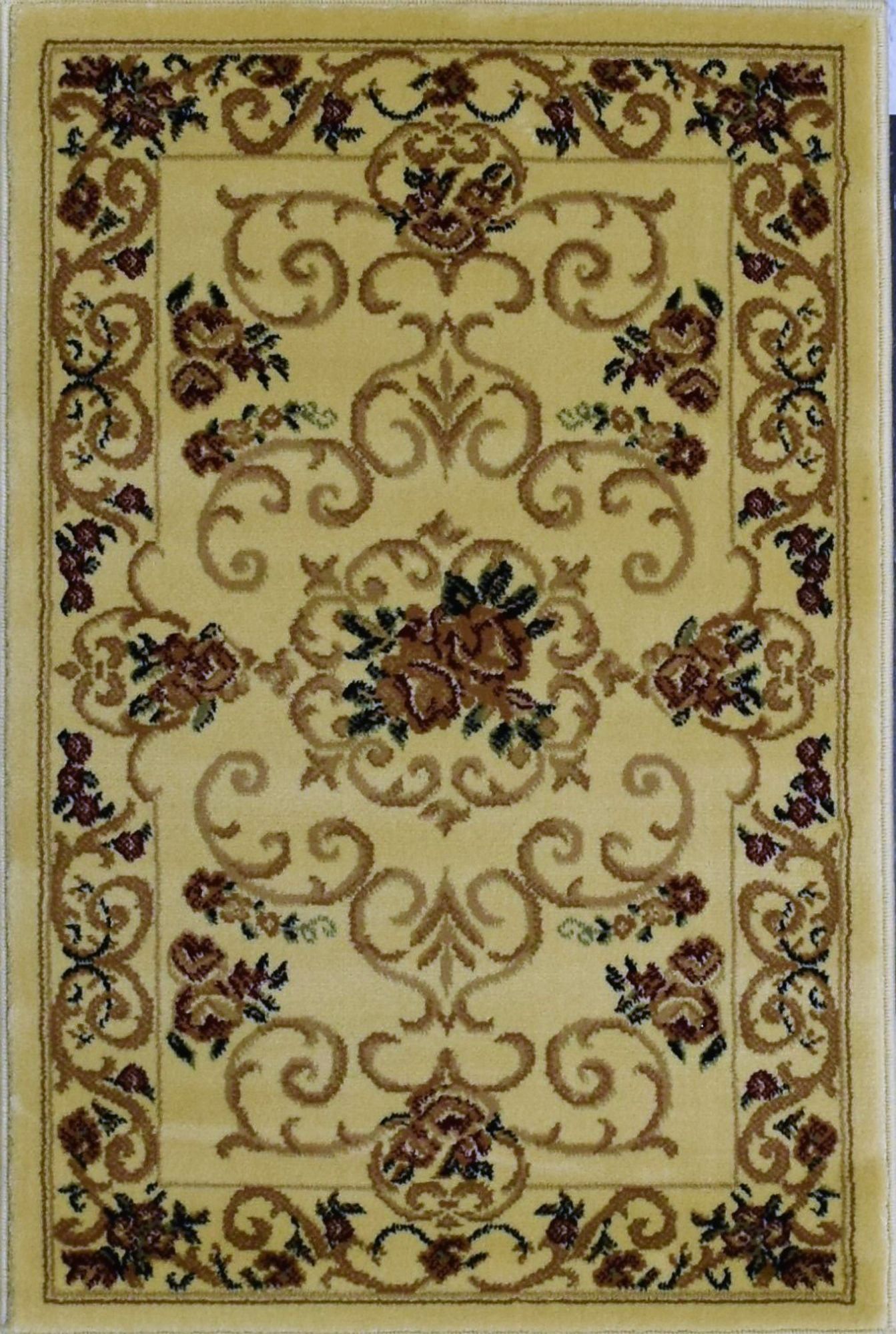 Souvanerie Cream Floral Wool and Synthetic Kids Rug, 3' x 5'