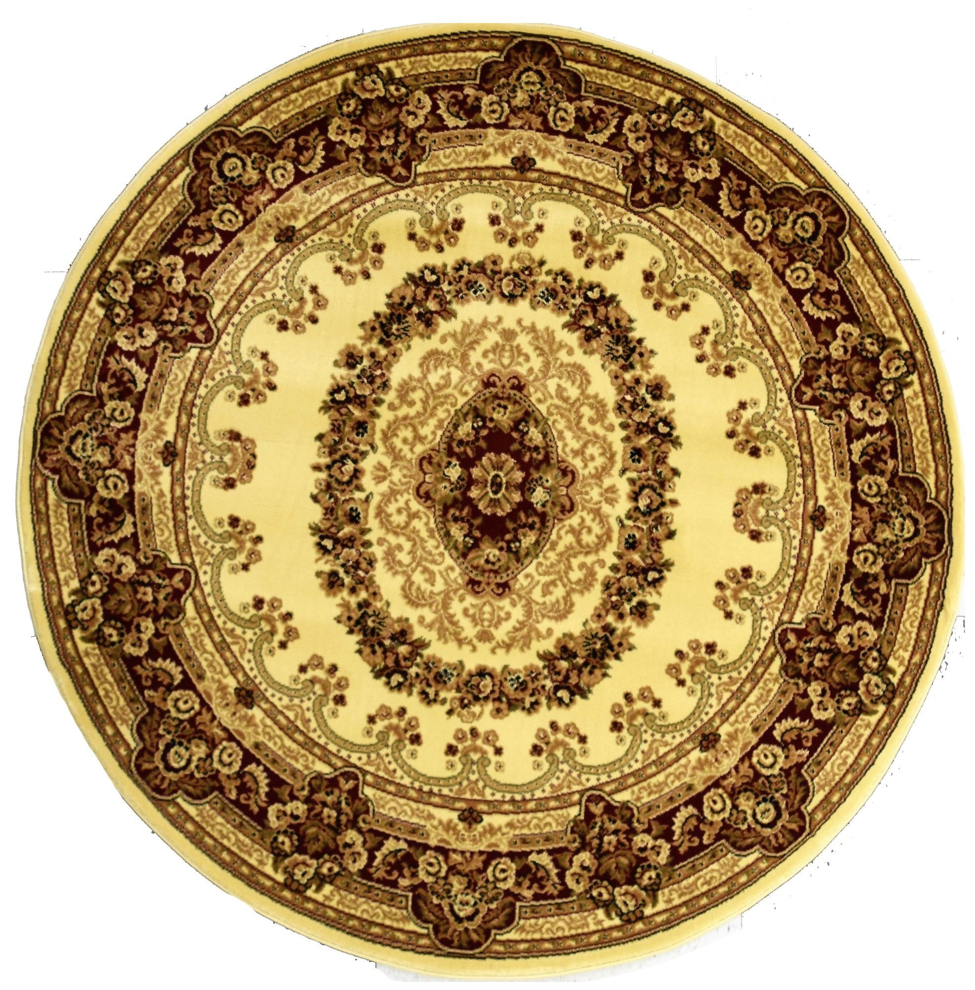 Kerman Cream Round Wool and Synthetic Oriental Rug