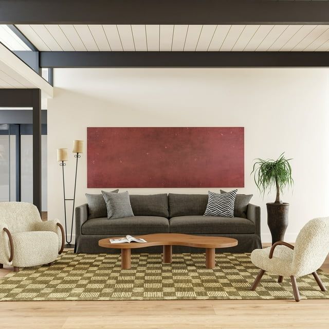 Olive Hand-Tufted Wool 4' x 6' Rectangular Rug