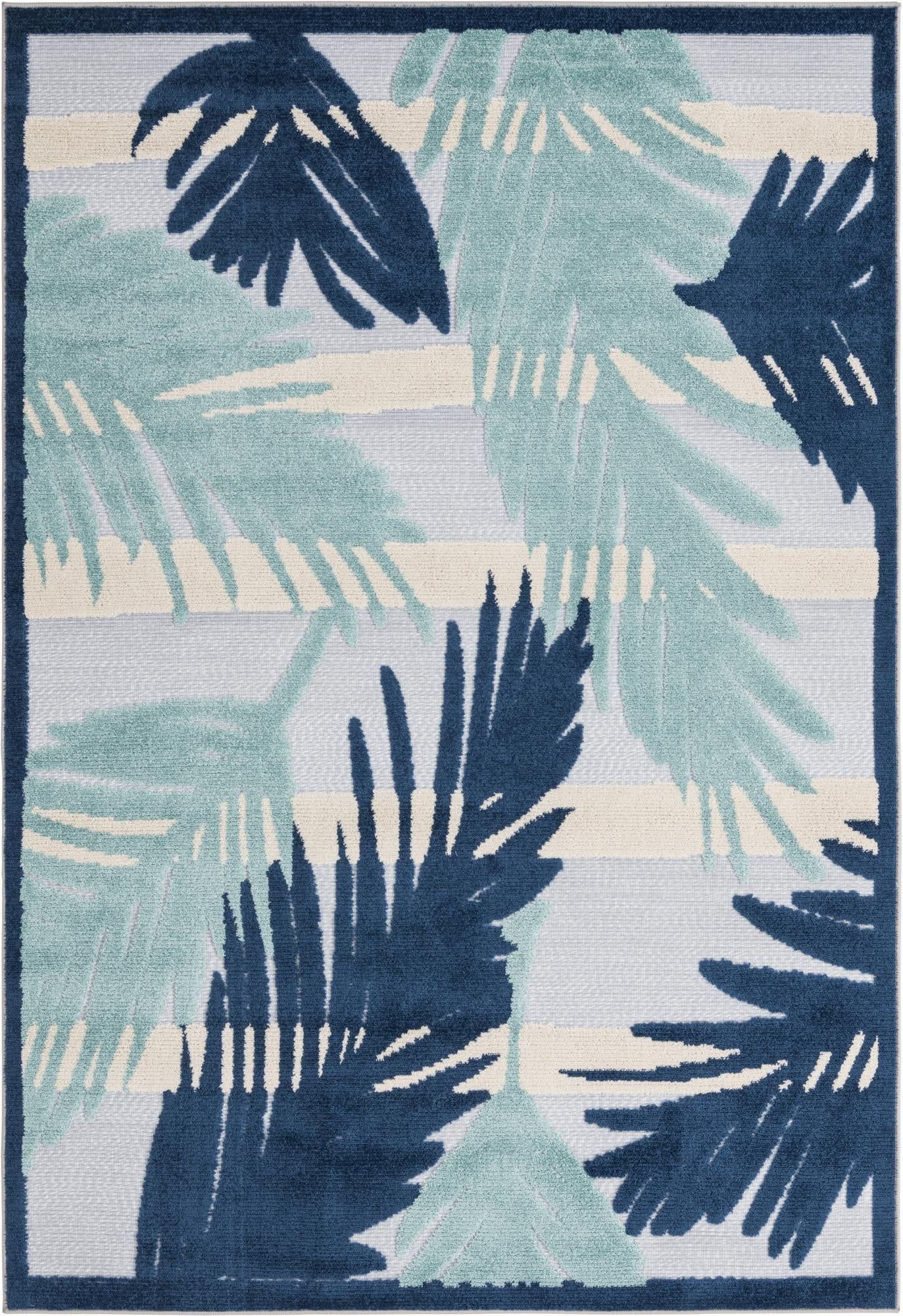 Aruba 5x8 Blue Abstract Stain-Resistant Outdoor Rug