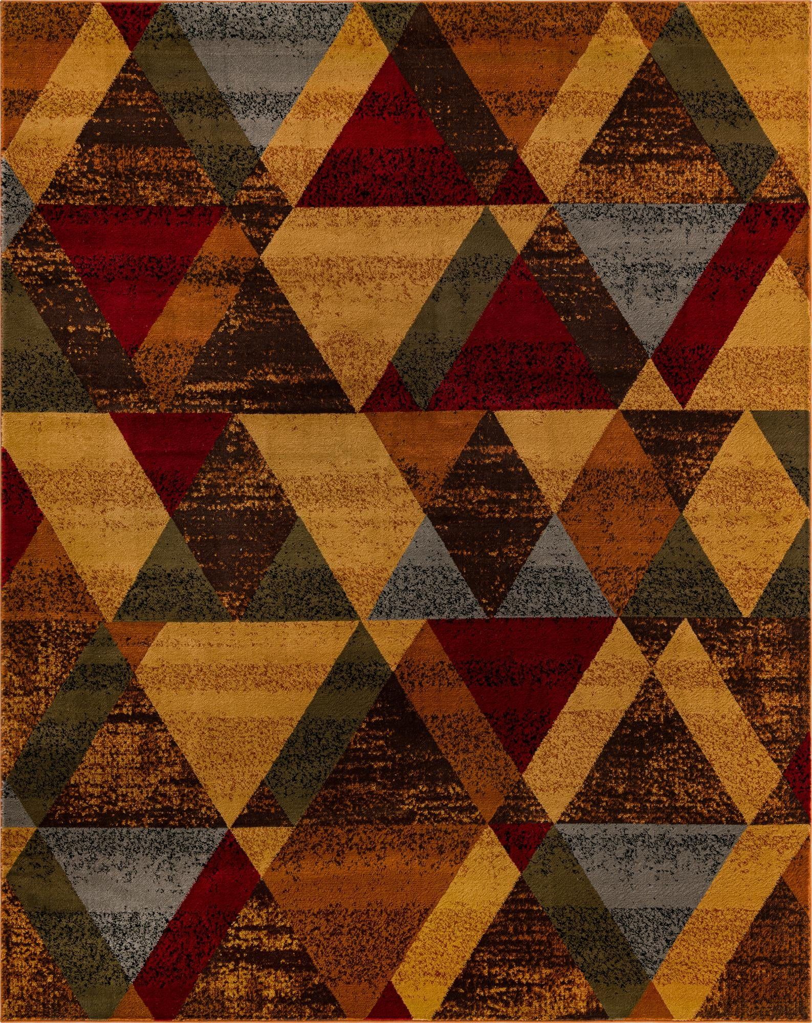 Colorful Abstract Geometric 4' x 6' Synthetic Rug