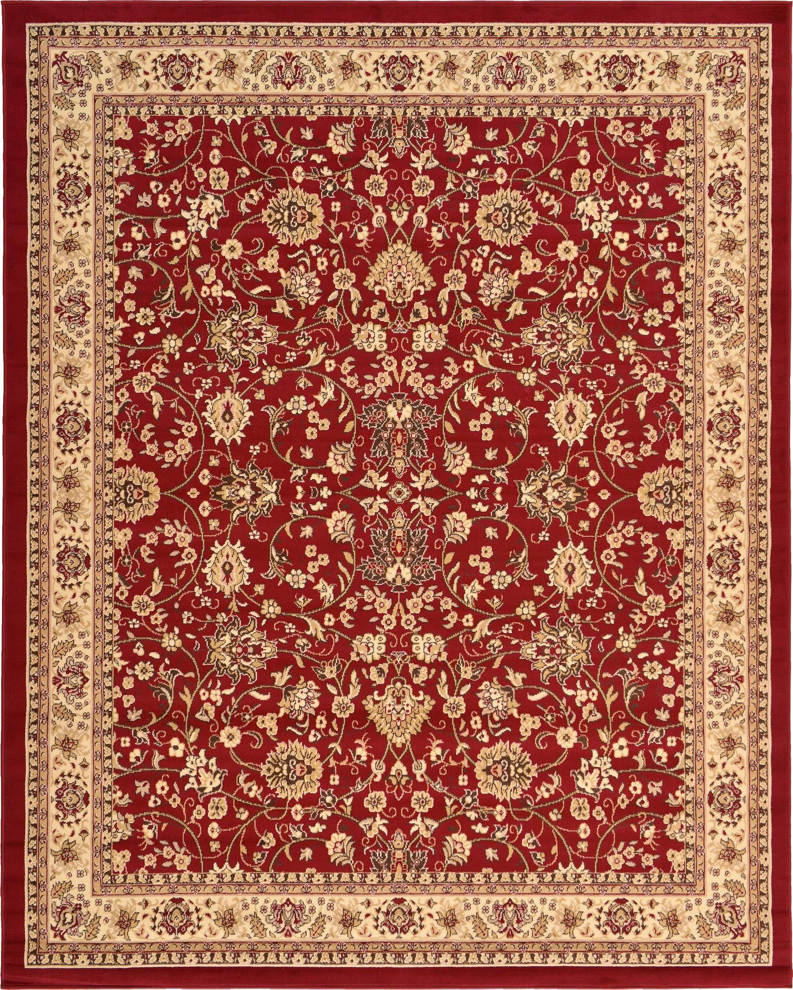 Yasmin Burgundy and Beige 8' x 10' Synthetic Area Rug