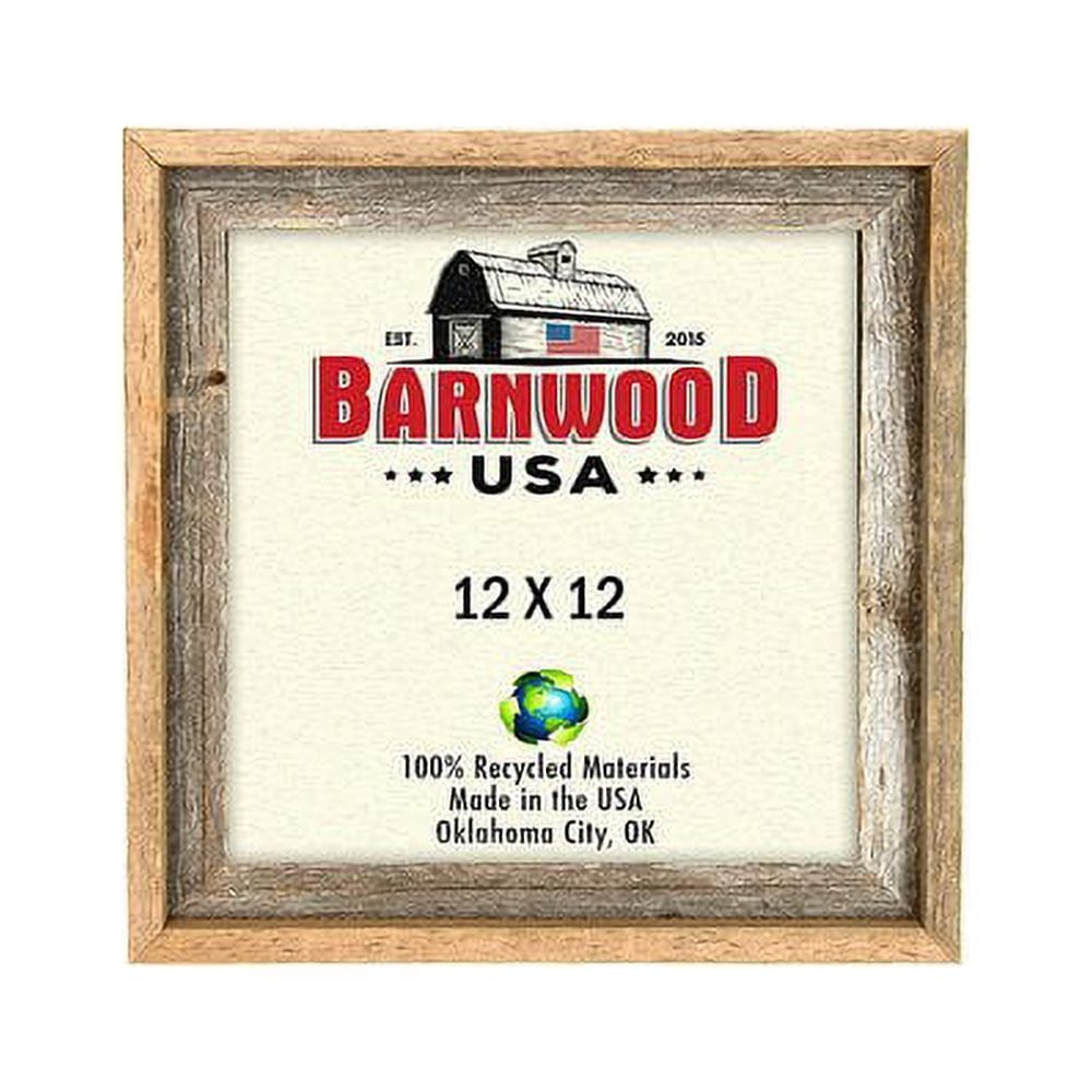 Rustic 12" x 12" Reclaimed Wood Picture Frame with Plexiglass