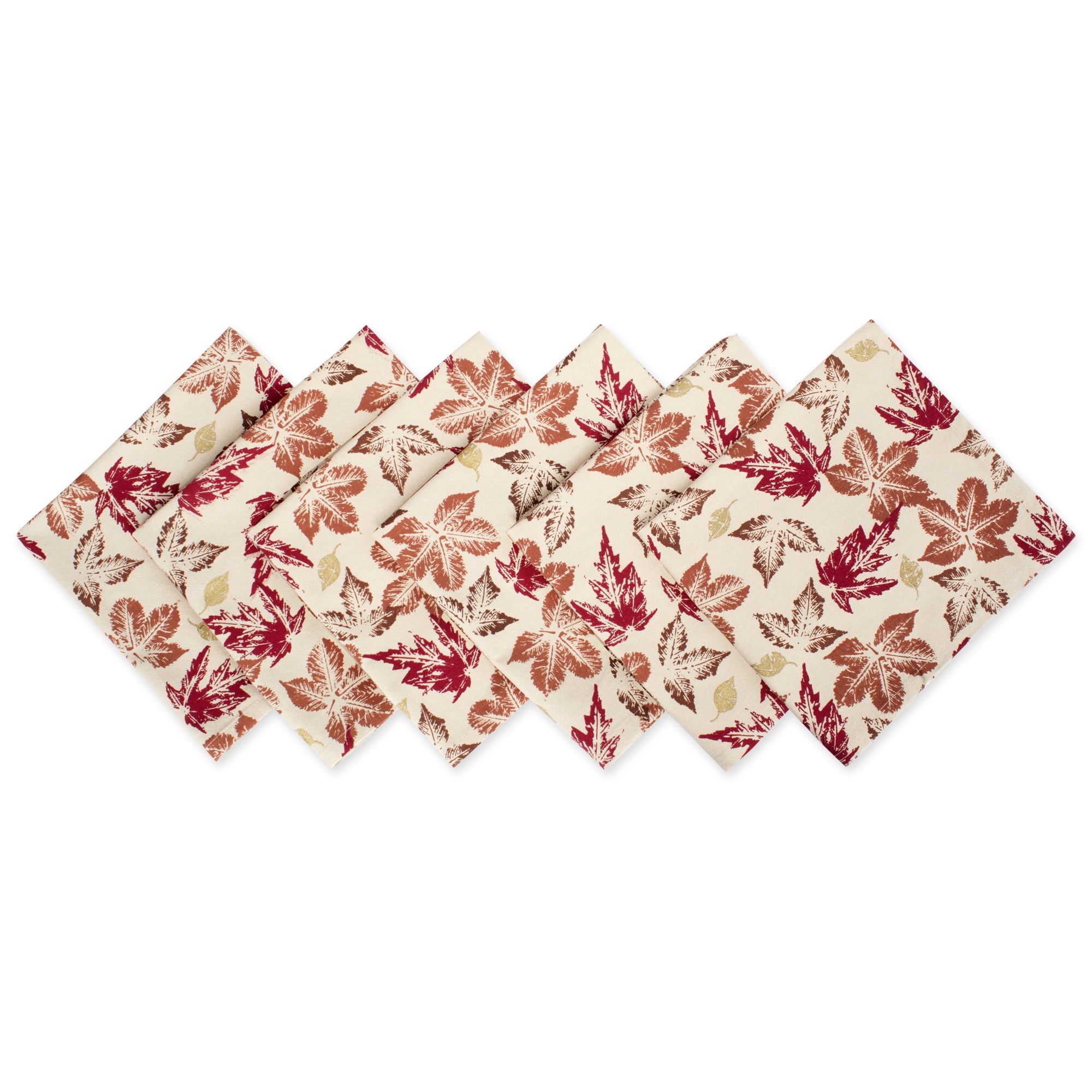 Rustic Multi-Color Floral Print Cotton Napkin Set - 6 Pieces