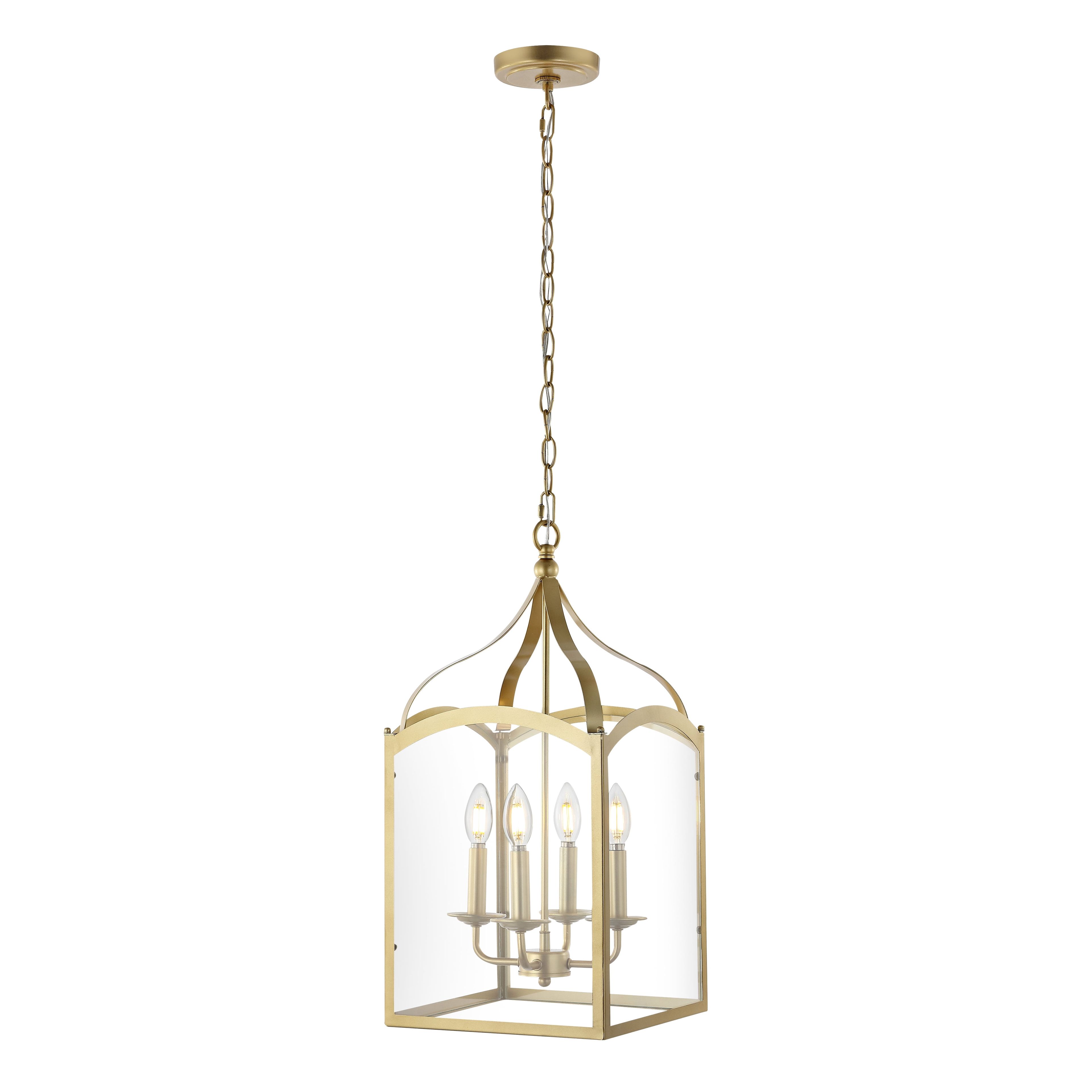 Ruth 11" Antique Gold Metal & Clear Glass LED Pendant Light