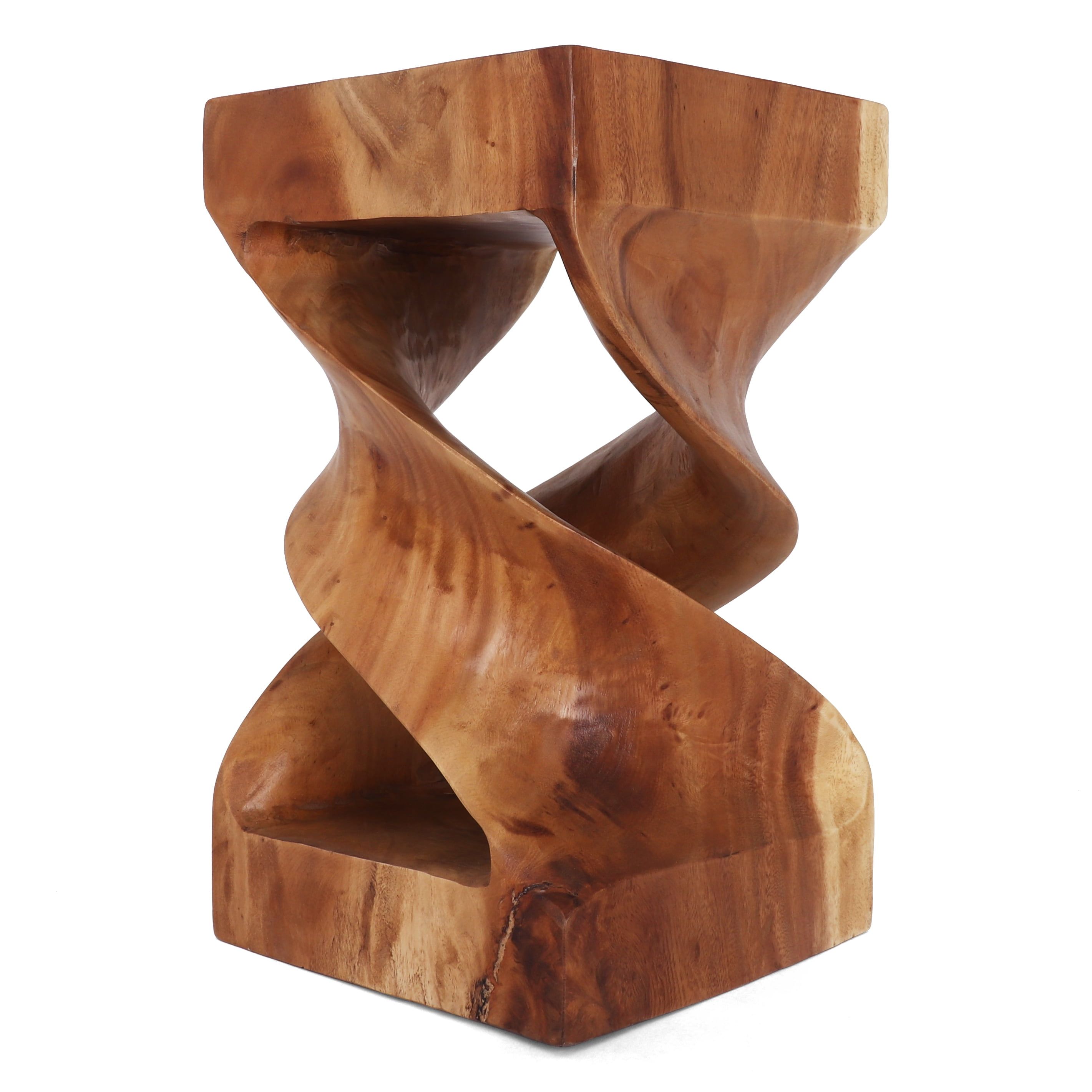 Kinsale Hand Carved Suar Wood Twisted End Table