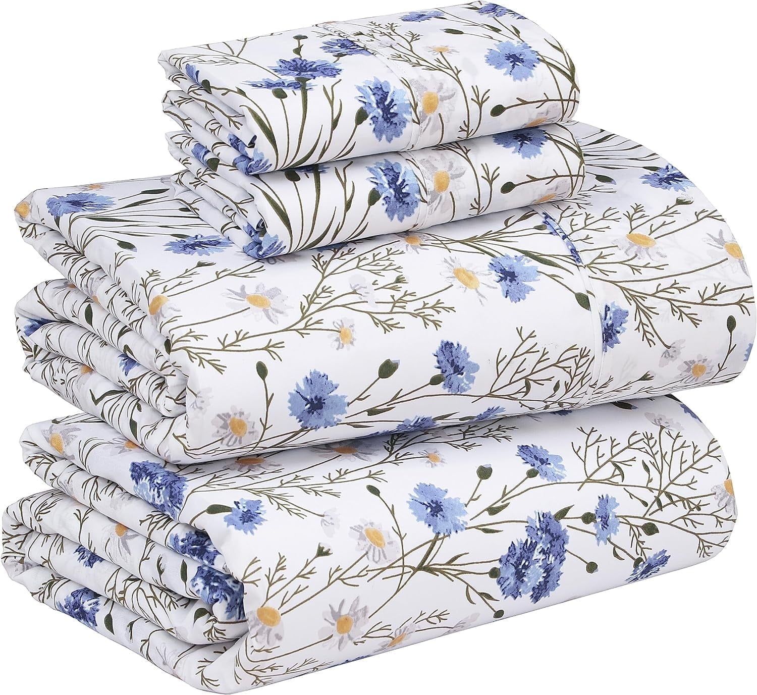 Sweet Pea Floral Cotton Percale Full Sheet Set