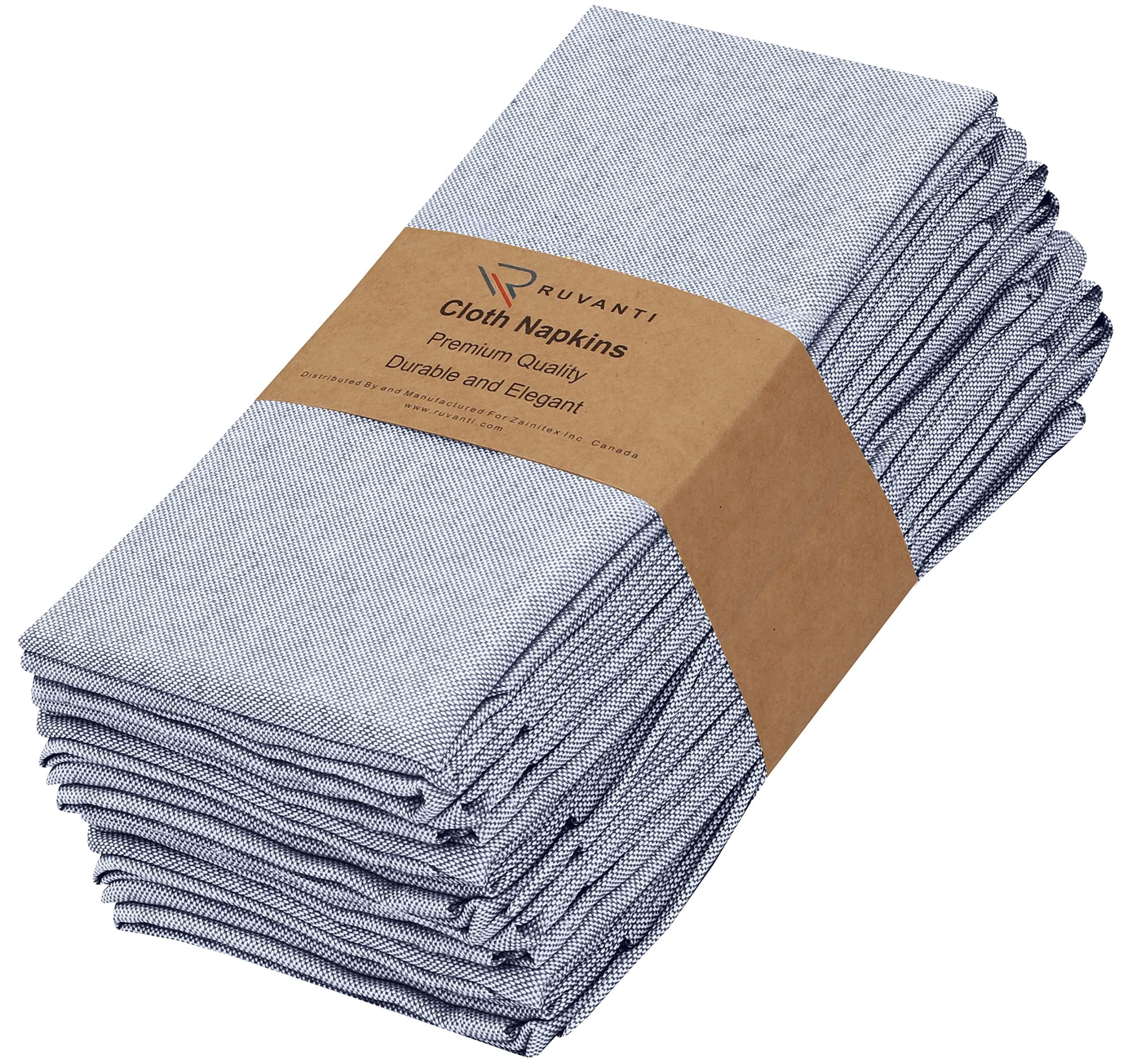 Ruvanti Royal Blue Polycotton Chambray 18x18 Cloth Napkins Set of 12