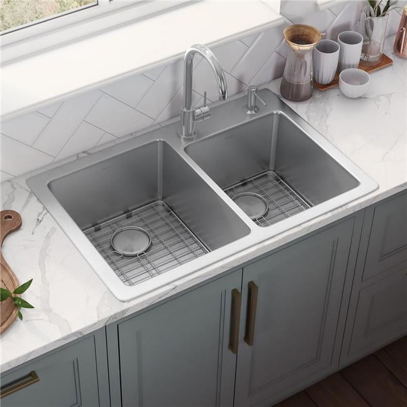 Ruvati 36" Stainless Steel Double Bowl Drop-In Kitchen Sink