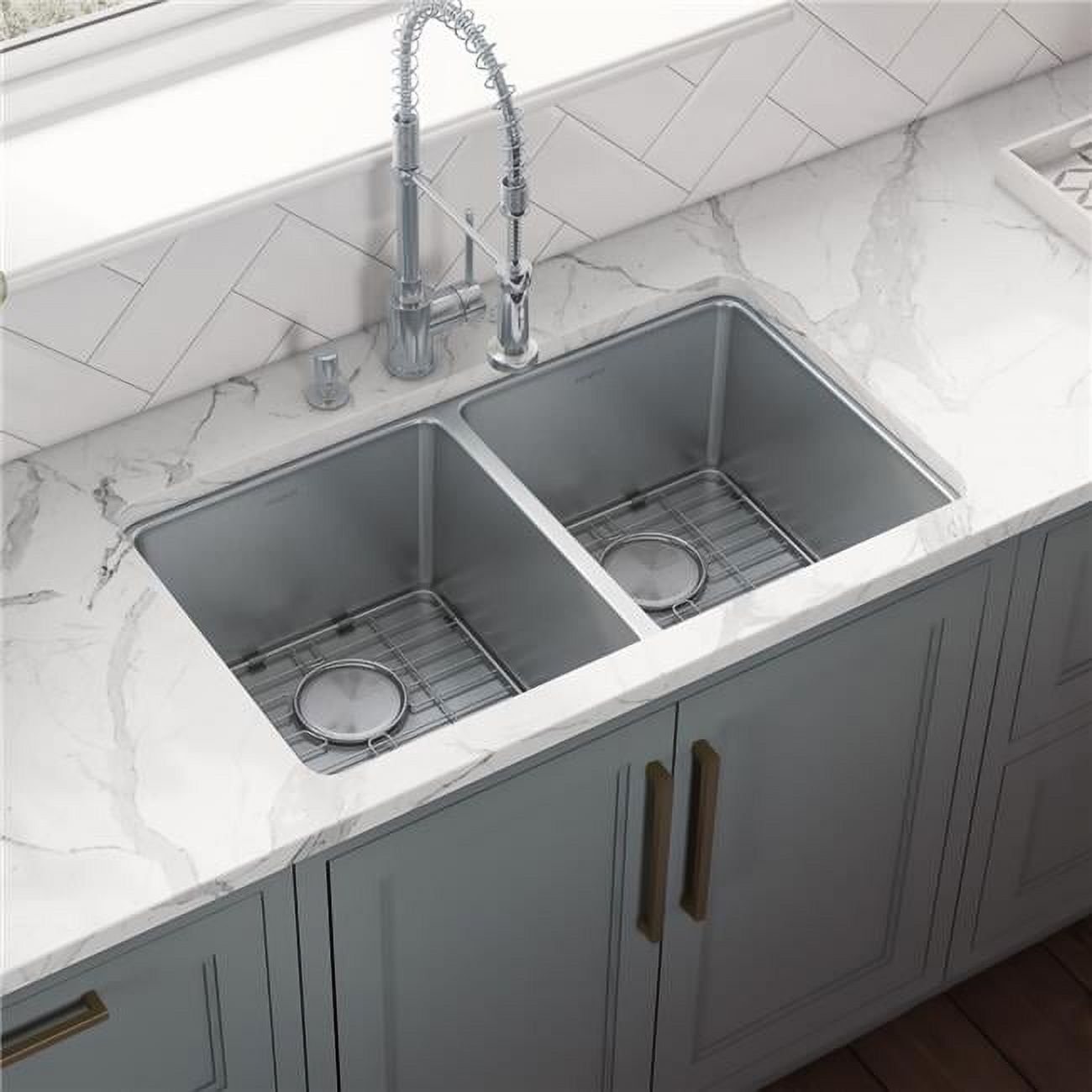 Ruvati 35-inch Stainless Steel Double Bowl Drop-In Kitchen Sink