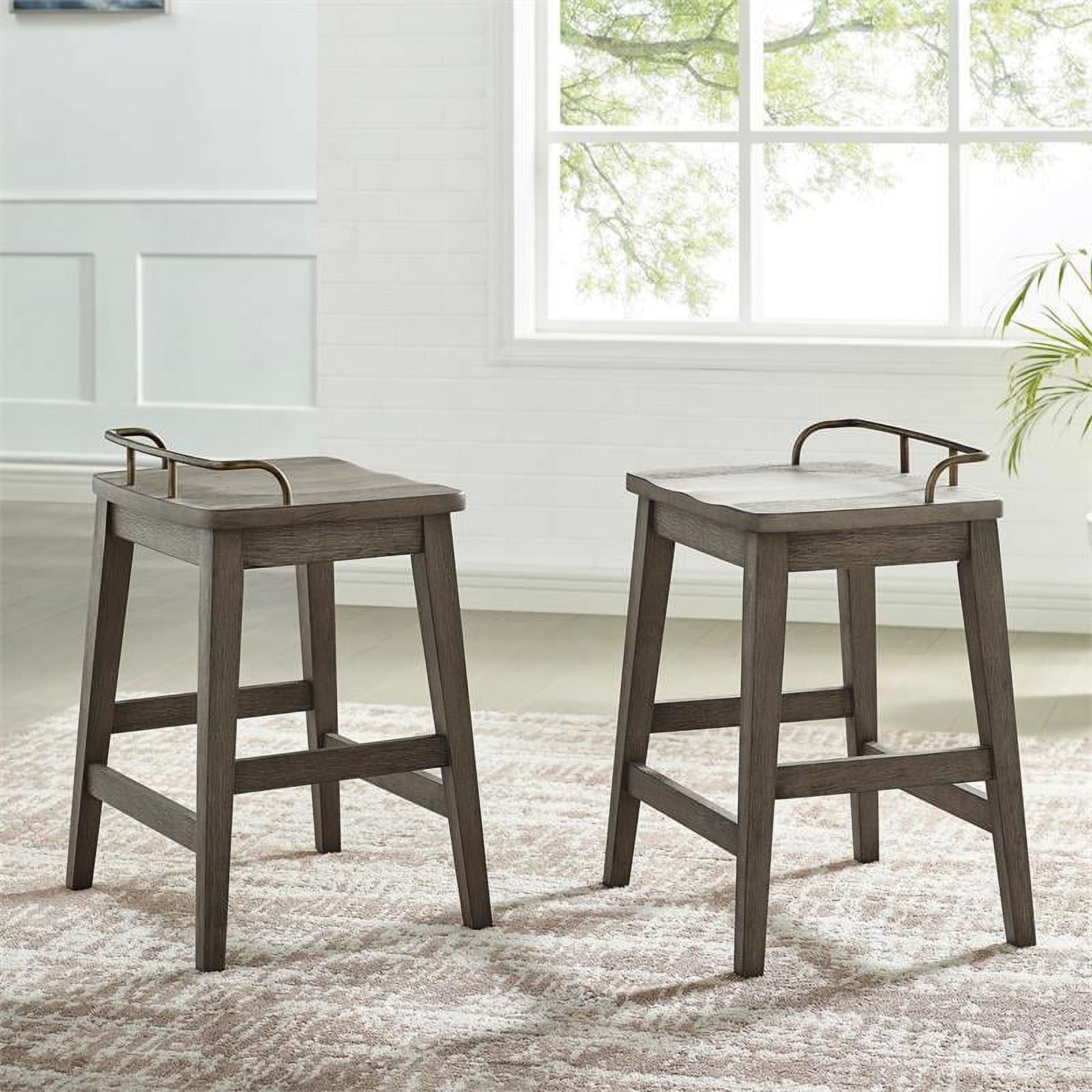 Rustic Gray Smokey Oak 27" Backless Saddle Counter Stool