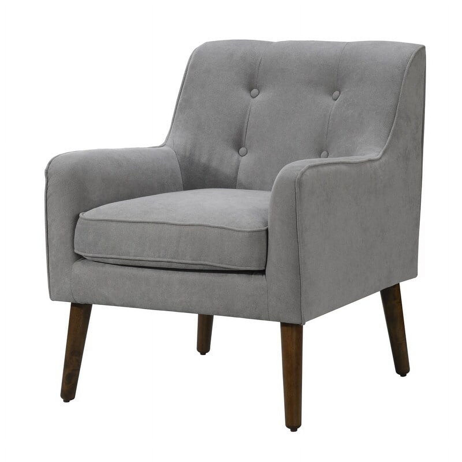 Ryder Steel Gray Woven Fabric Tufted Mid-Century Armchair