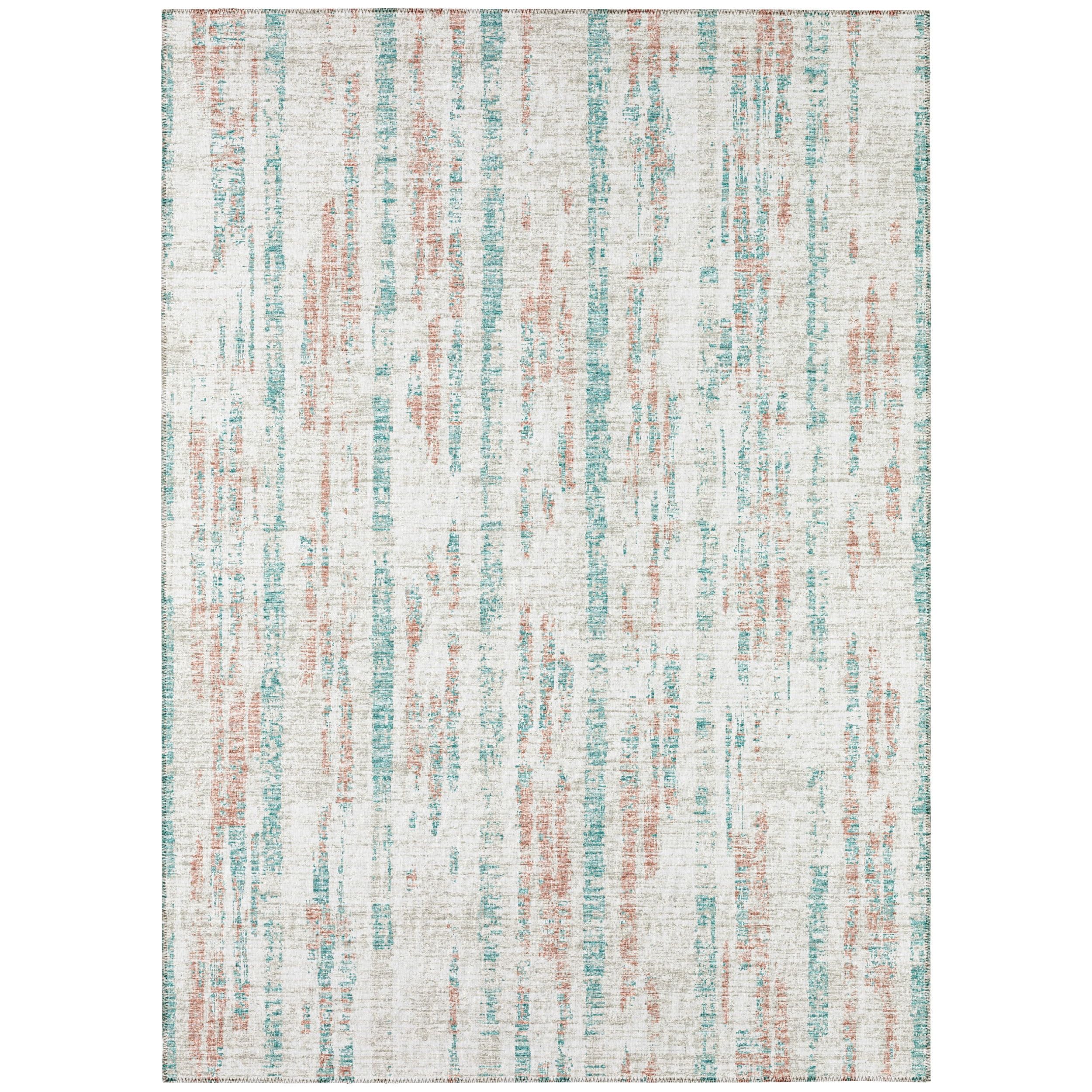 Ivory and Multicolor Flat Woven 8' x 10' Chenille Area Rug