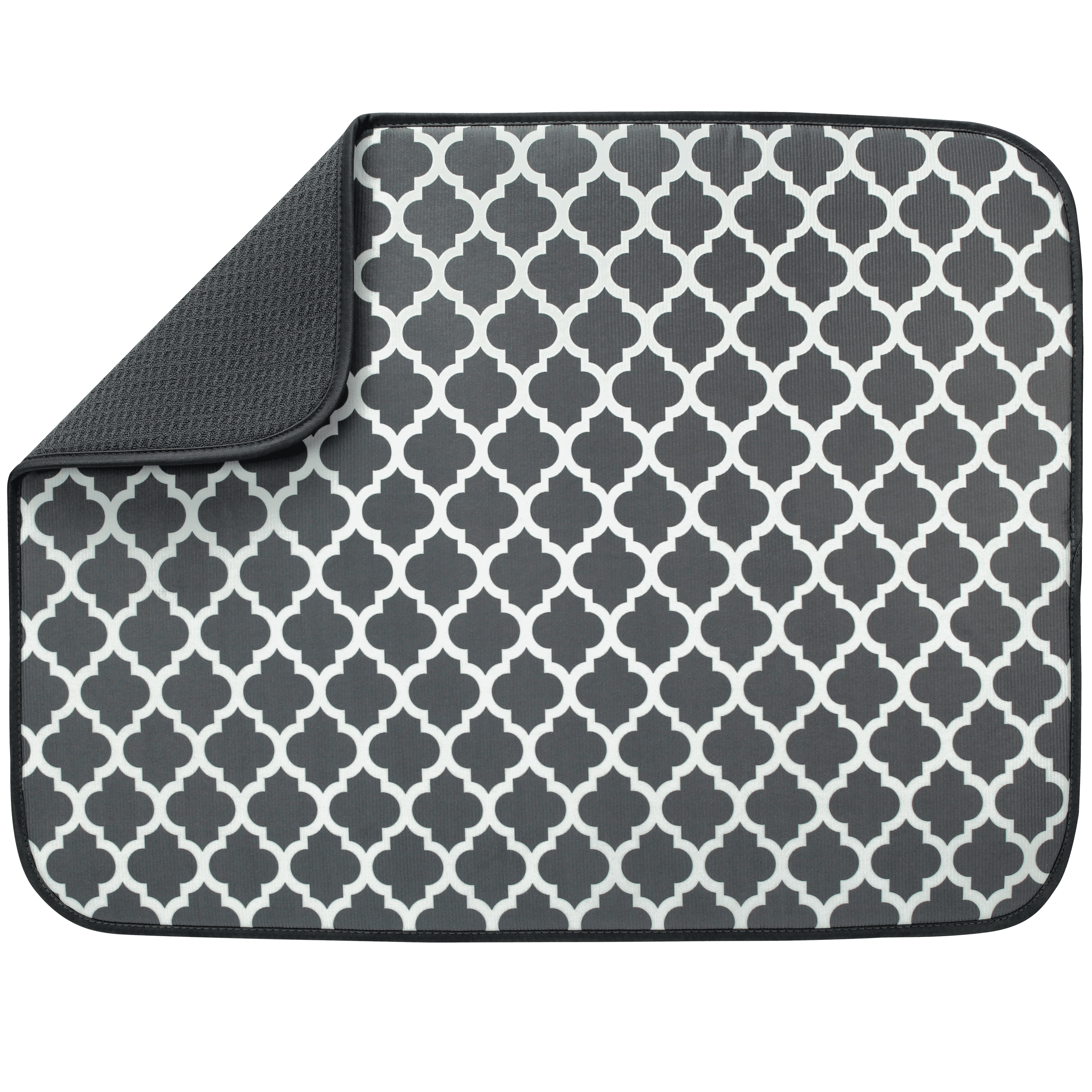 Pewter Gray Trellis XL Microfiber Foldable Dish Drying Mat