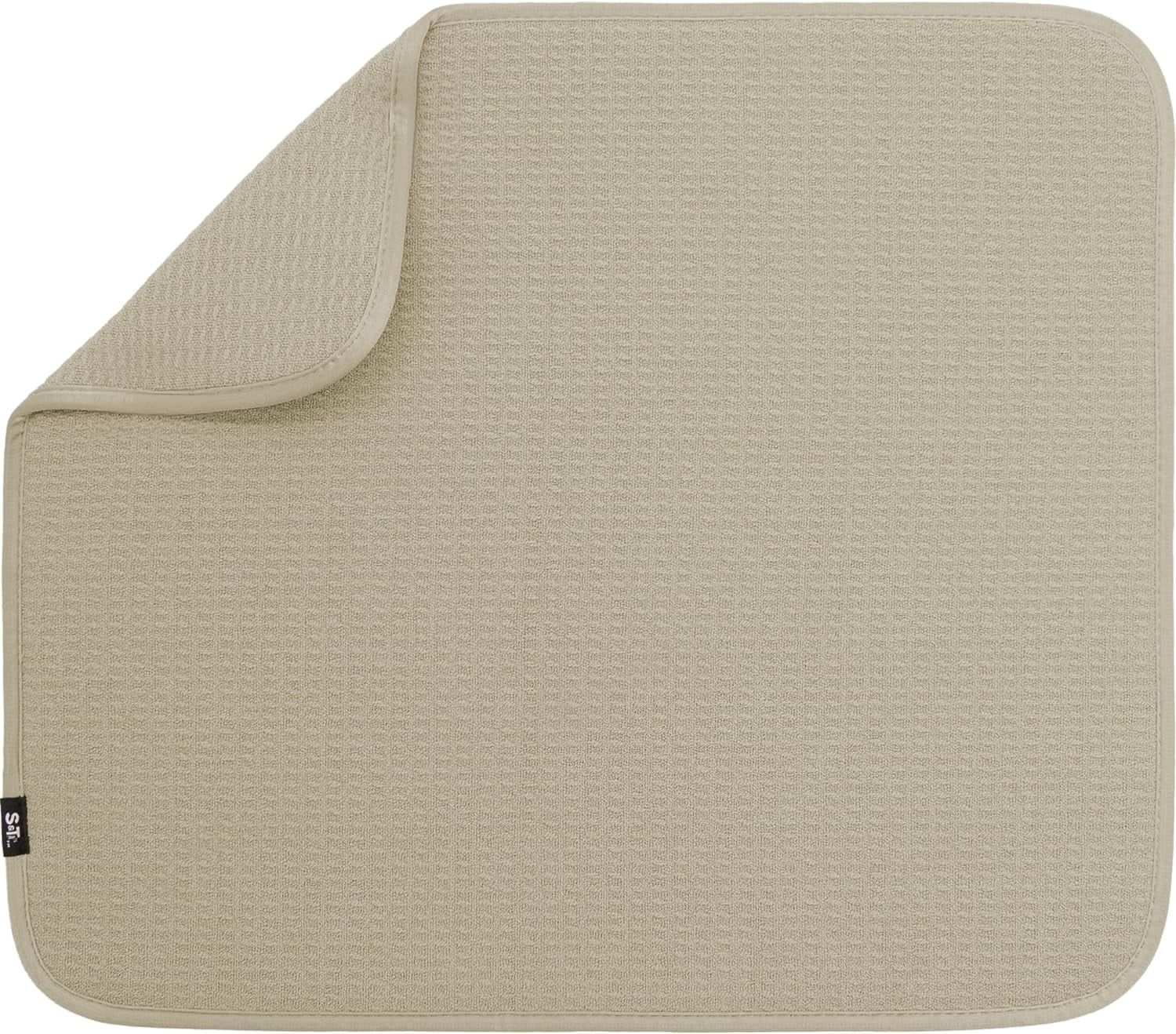 Cashmere Beige Foldable Microfiber Dish Drying Mat 16" x 18"