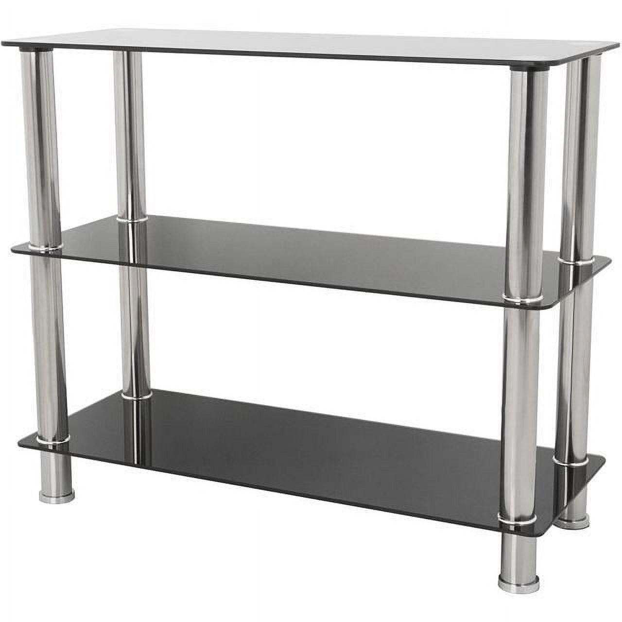 Black Glass and Chrome 3-Tier Shelving Unit