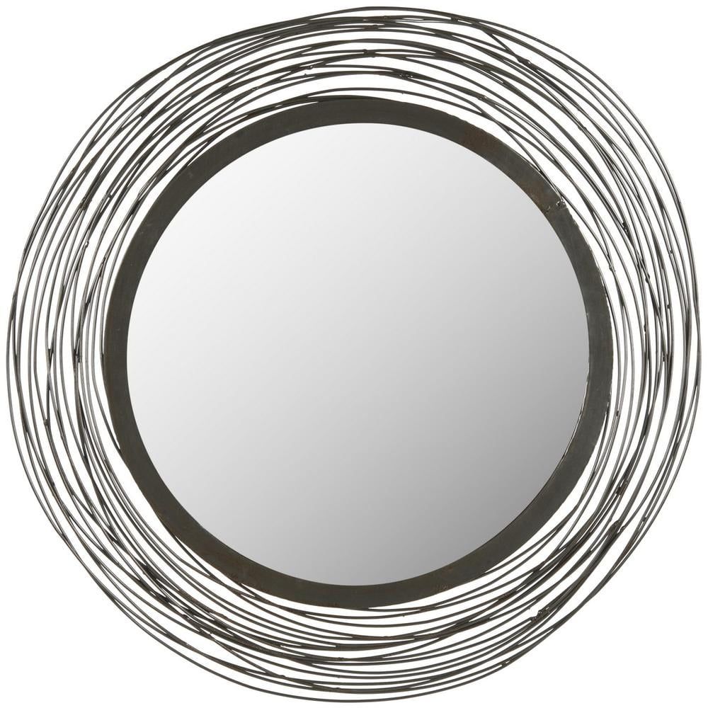 21" Round Brown Iron Wire Wall Mirror