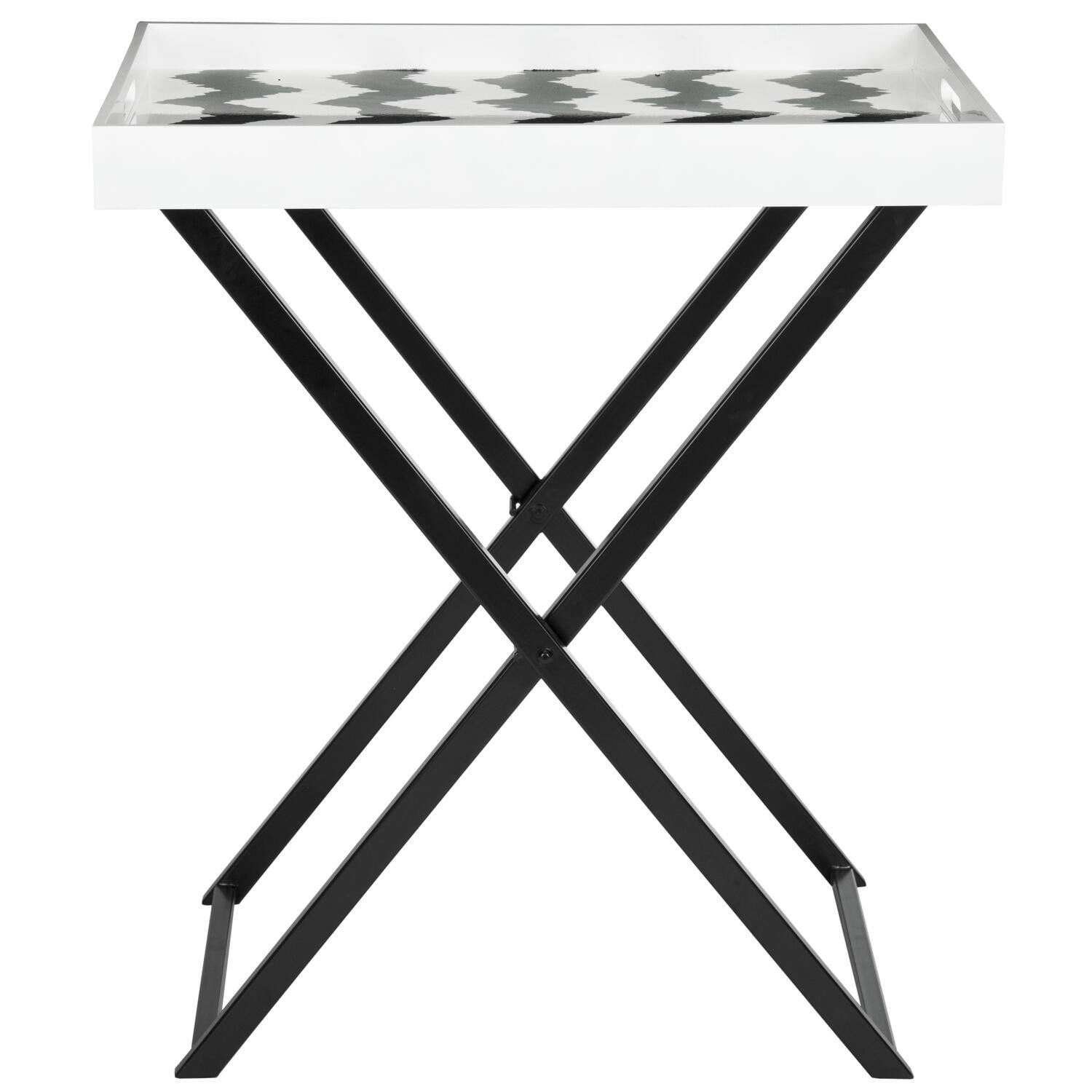 Abba Black and White Metal Rectangular Tray Table