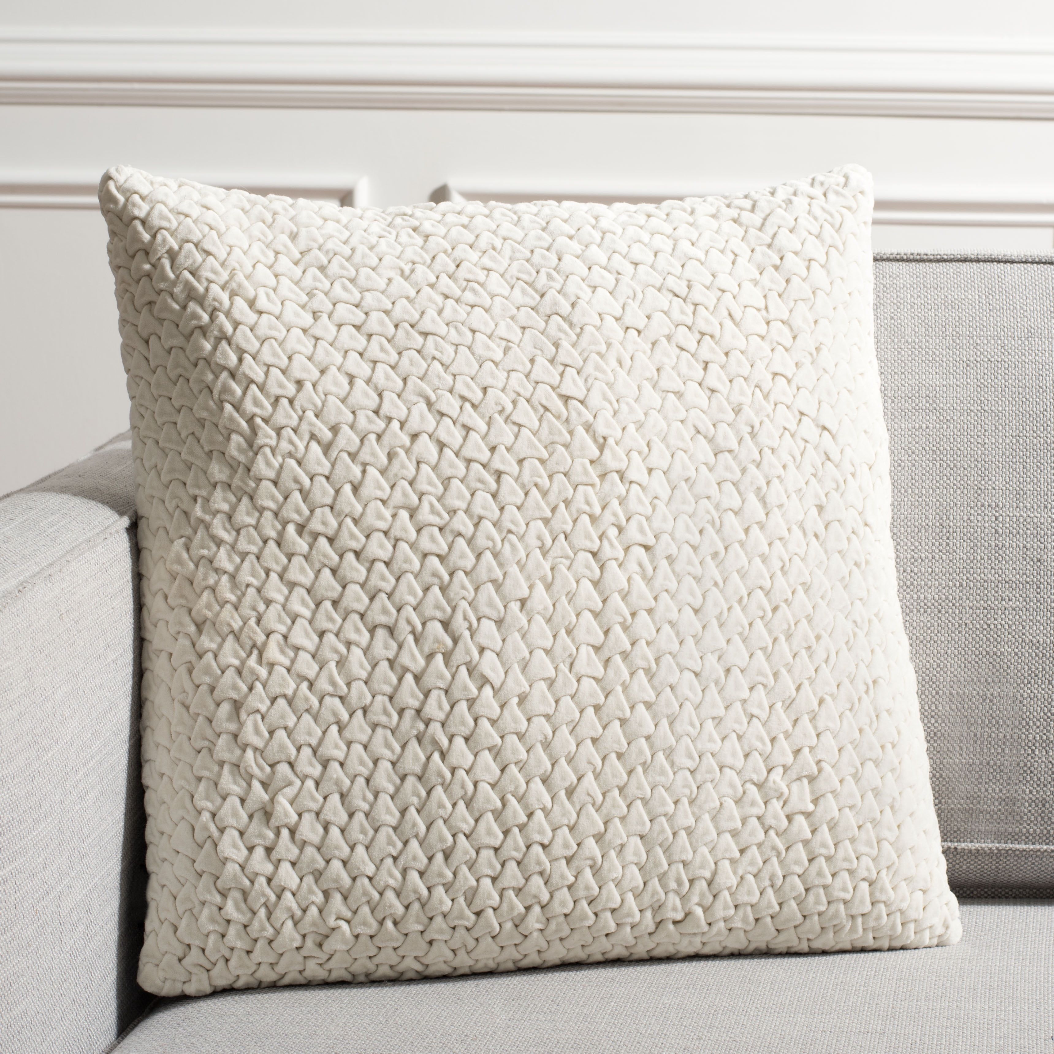 Abella 18" Square Creme Cotton Decorative Pillow