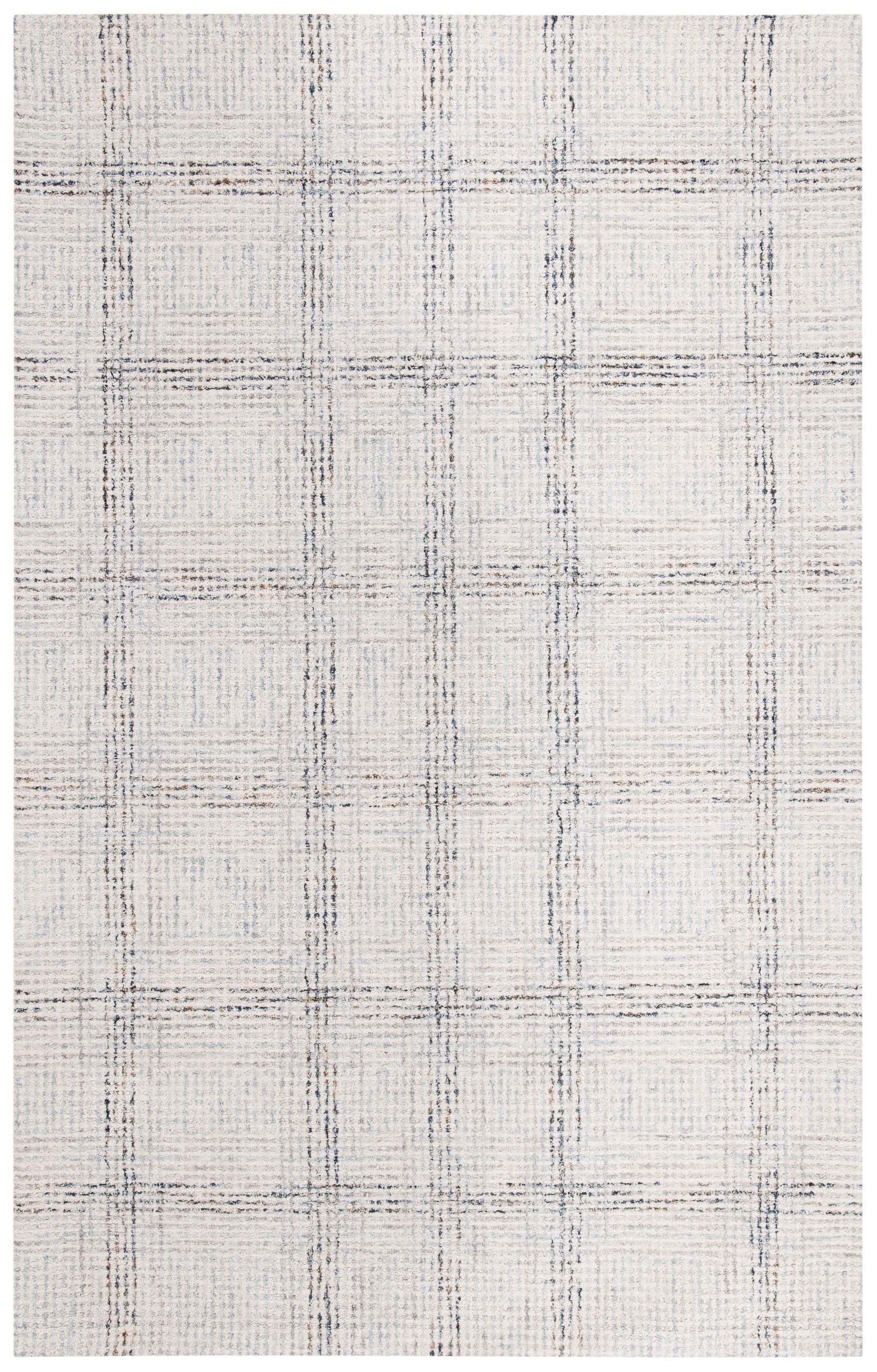 Ivory and Gold Abstract Handmade Wool Rug, 5' x 8'