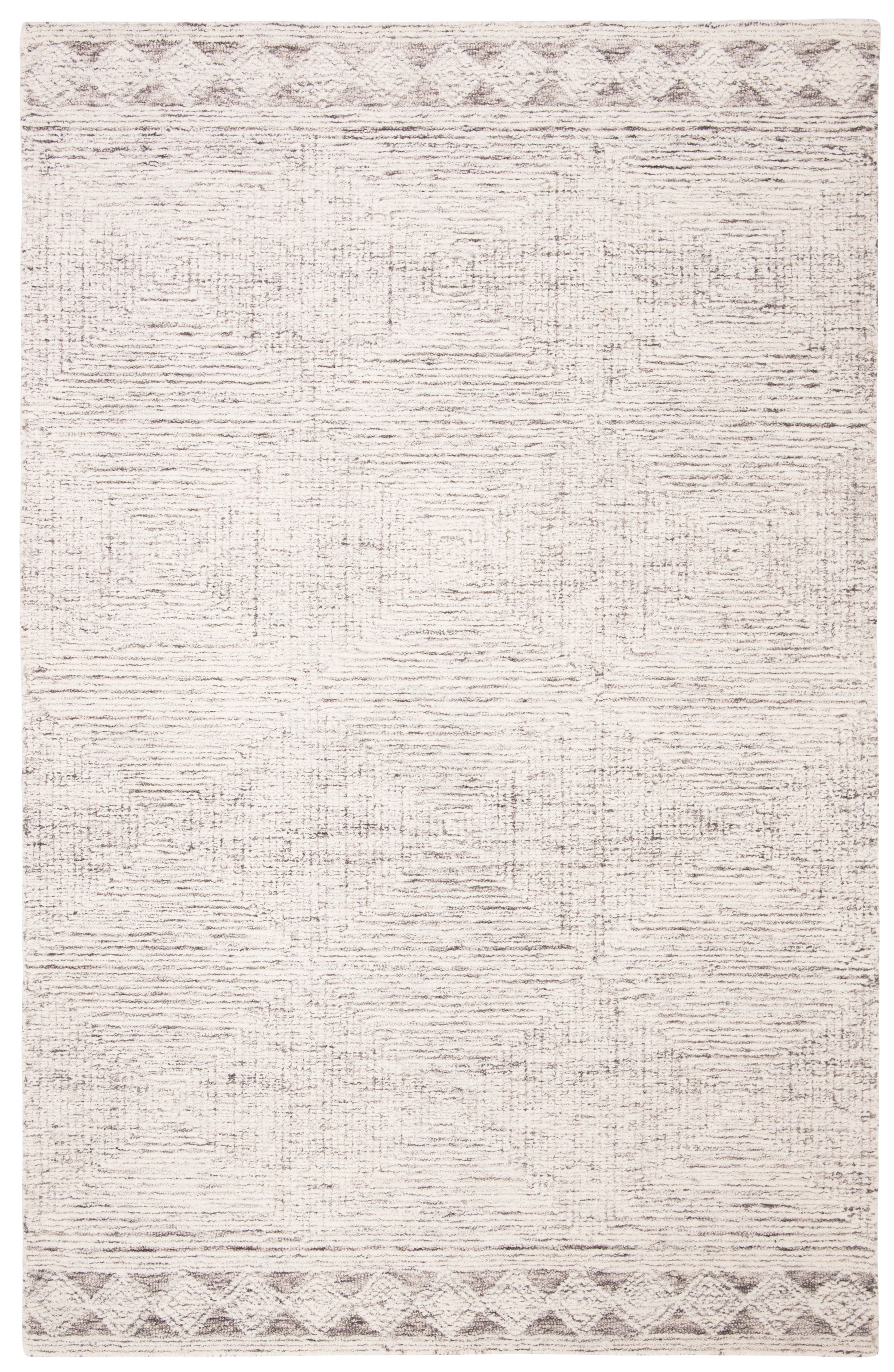 Handmade Ivory & Grey Abstract Wool Area Rug, 11' x 15'