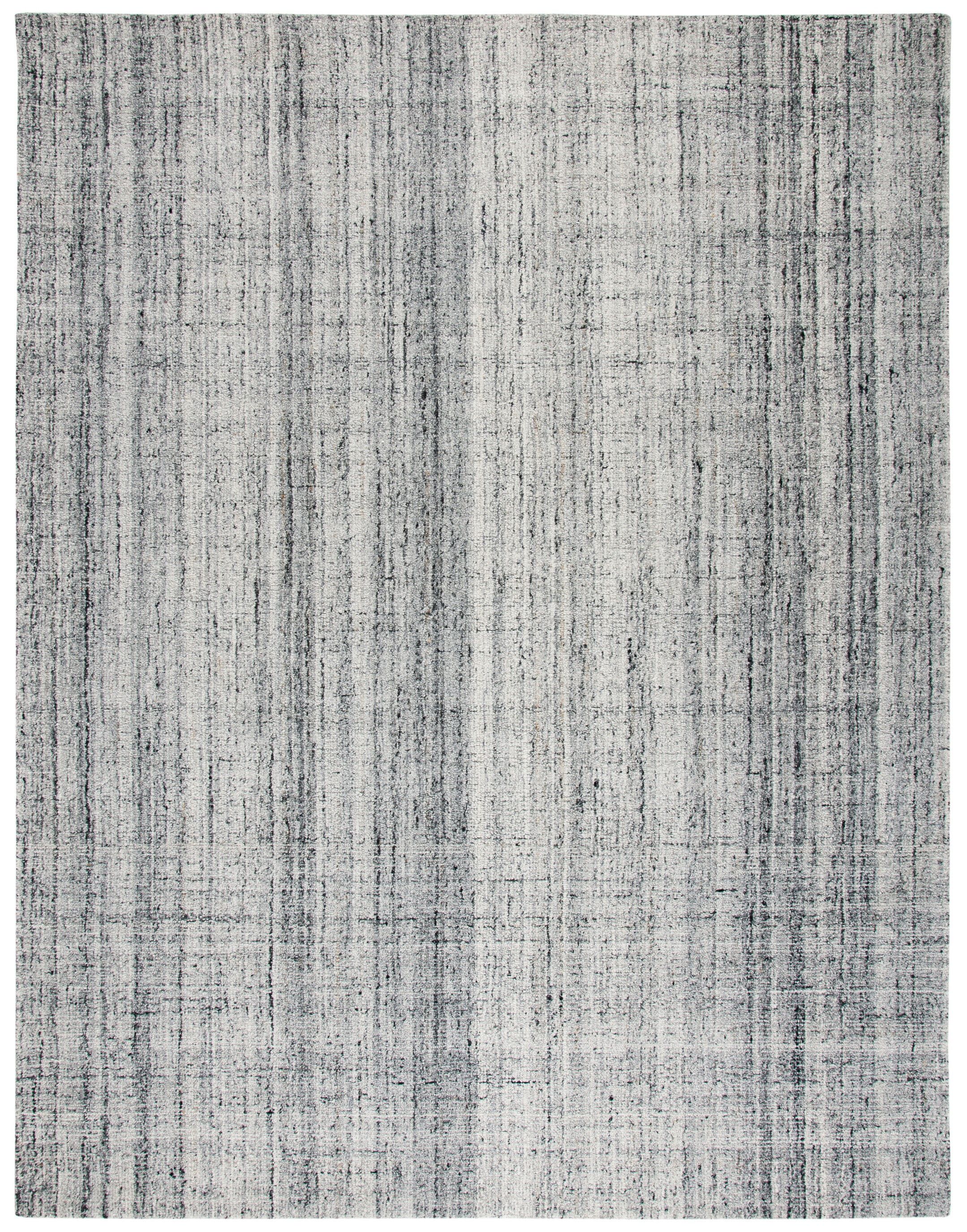 Abstract Chic Grey & Black Hand-Tufted Wool-Viscose Square Rug