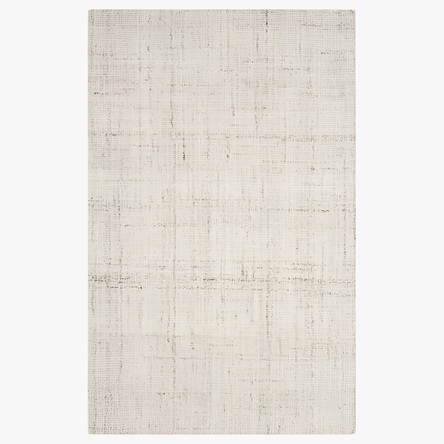 Ivory and Beige Abstract Handmade Wool Area Rug, 10' x 14'