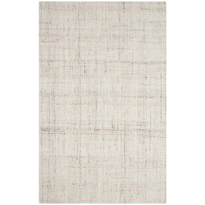 Ivory and Beige Abstract Handmade Wool Area Rug, 10' x 14'