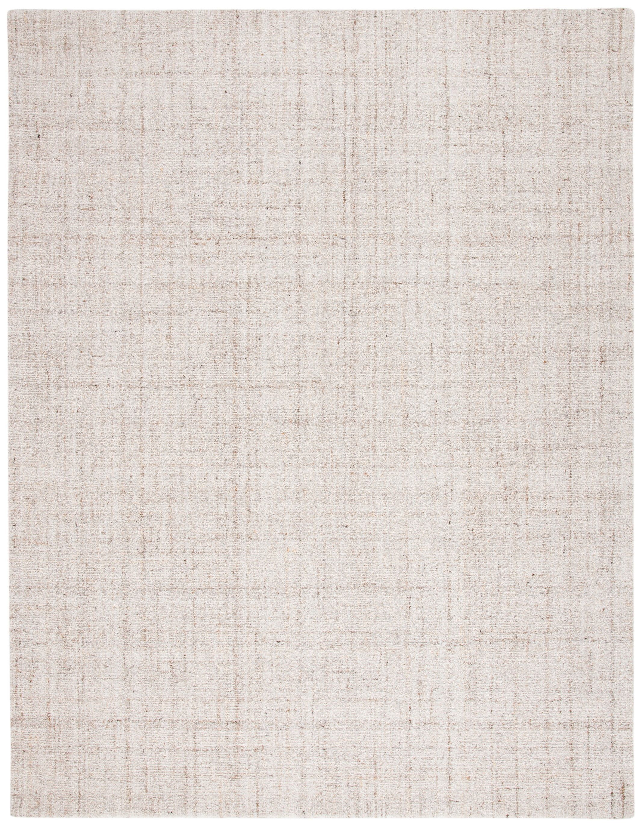 Ivory and Beige Abstract Handmade Wool 11' x 15' Area Rug