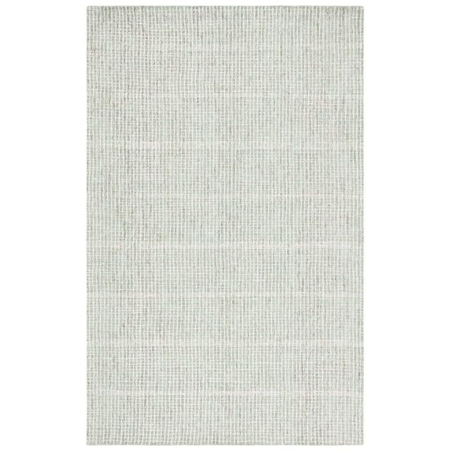 Ivory and Sage Hand-Tufted Wool Abstract Area Rug, 3' x 5'