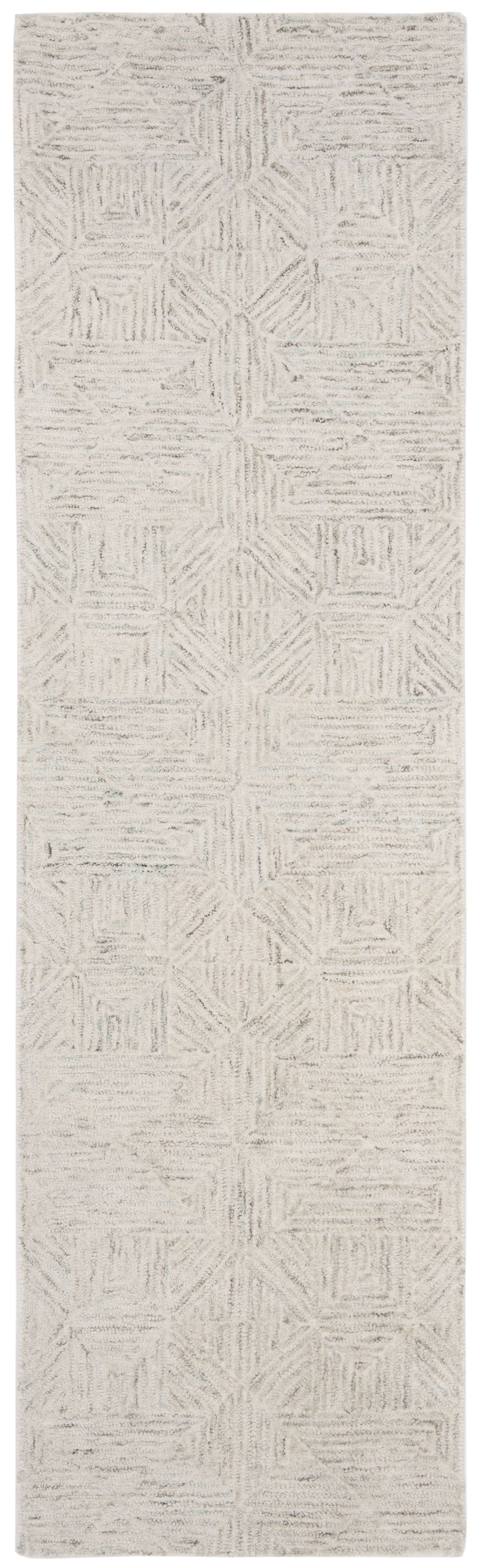 Elysian Light Blue Hand-Tufted Wool Abstract Runner Rug, 2'3" x 6'