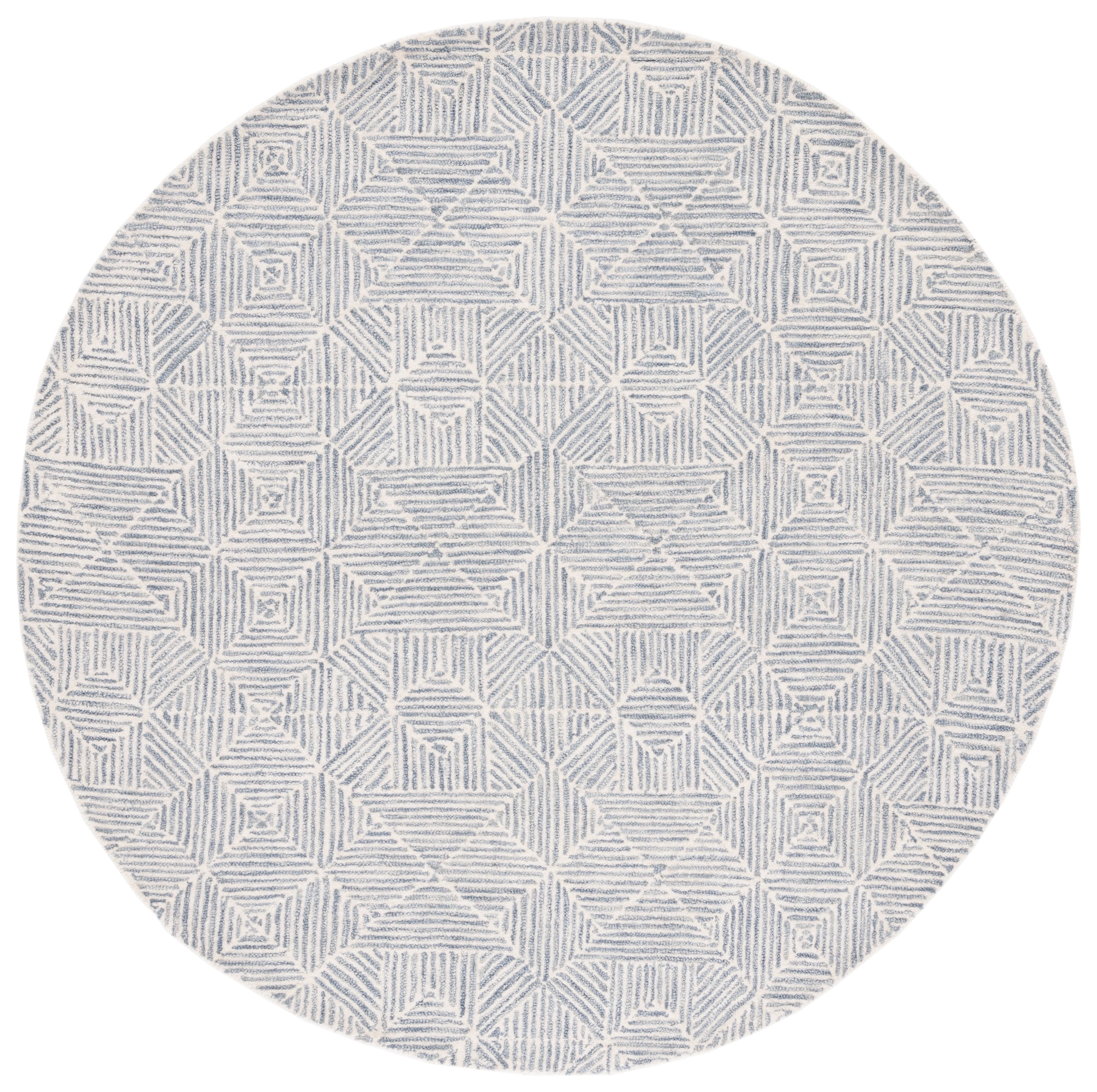 SAFAVIEH Abstract Brock Geometric Wool Area Rug, Grey/Ivory, 6' x 6' Round