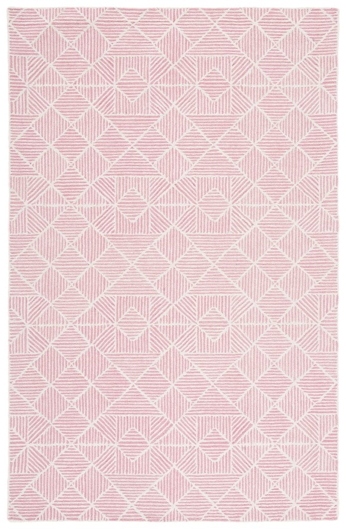 Handmade Pink and Ivory Tufted Wool Area Rug, 3' x 5'